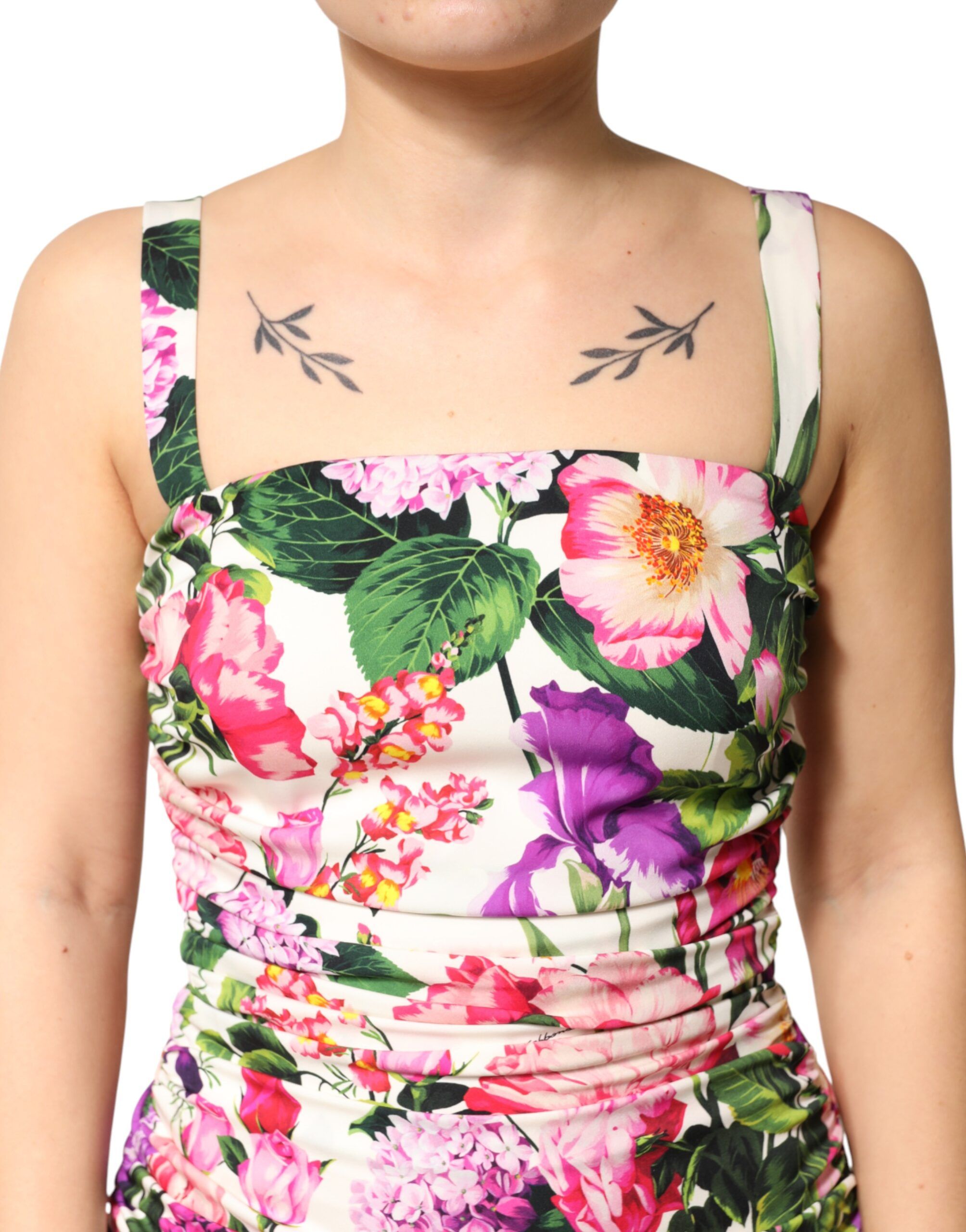 Floral Ruched Silk Charmeuse Mini Women's Dress (Pre-Owned) - Dolce & Gabbana - Modalova