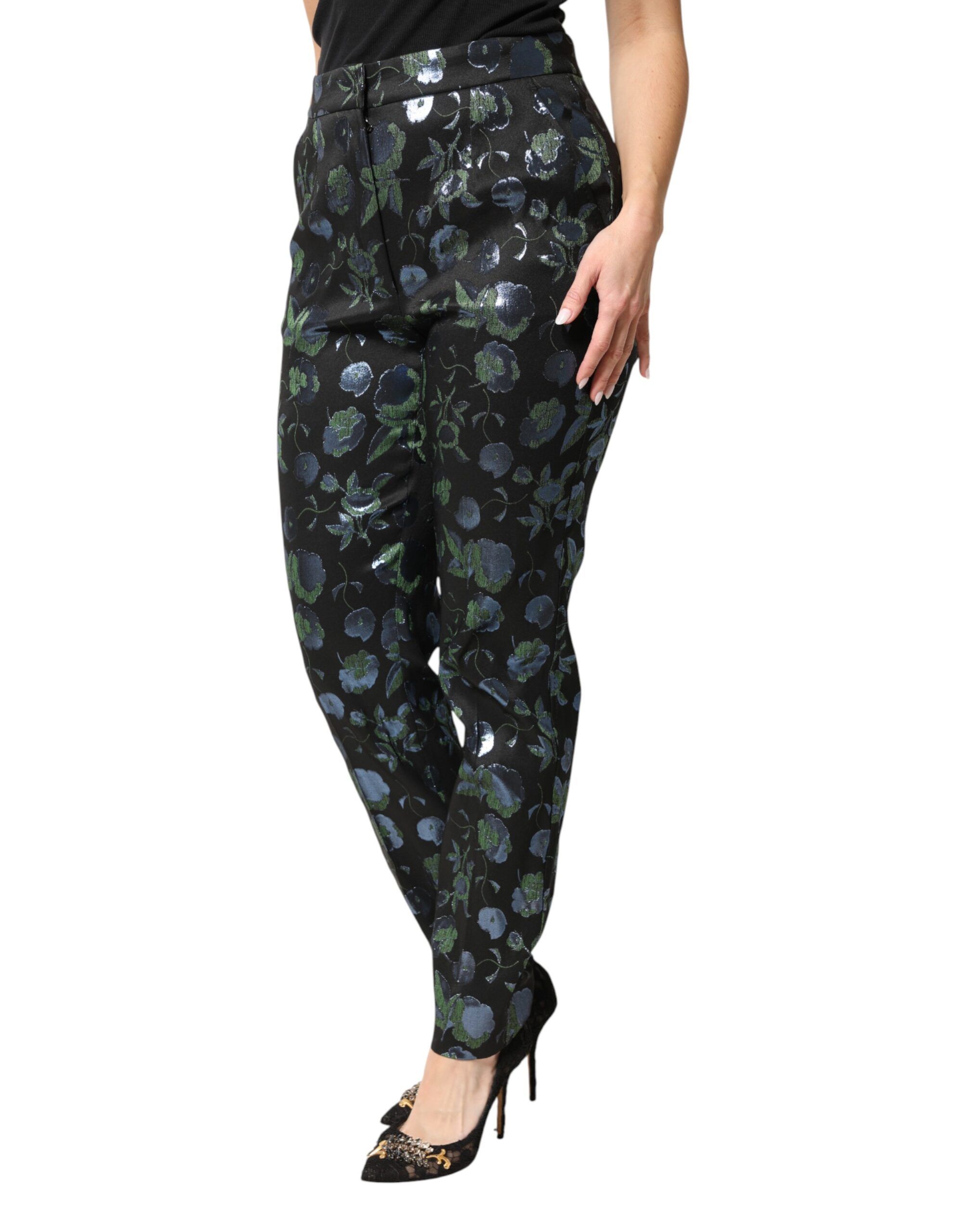 BlueGreen Floral Metallic Slim Trouser Women's Pants - Dolce & Gabbana - Modalova