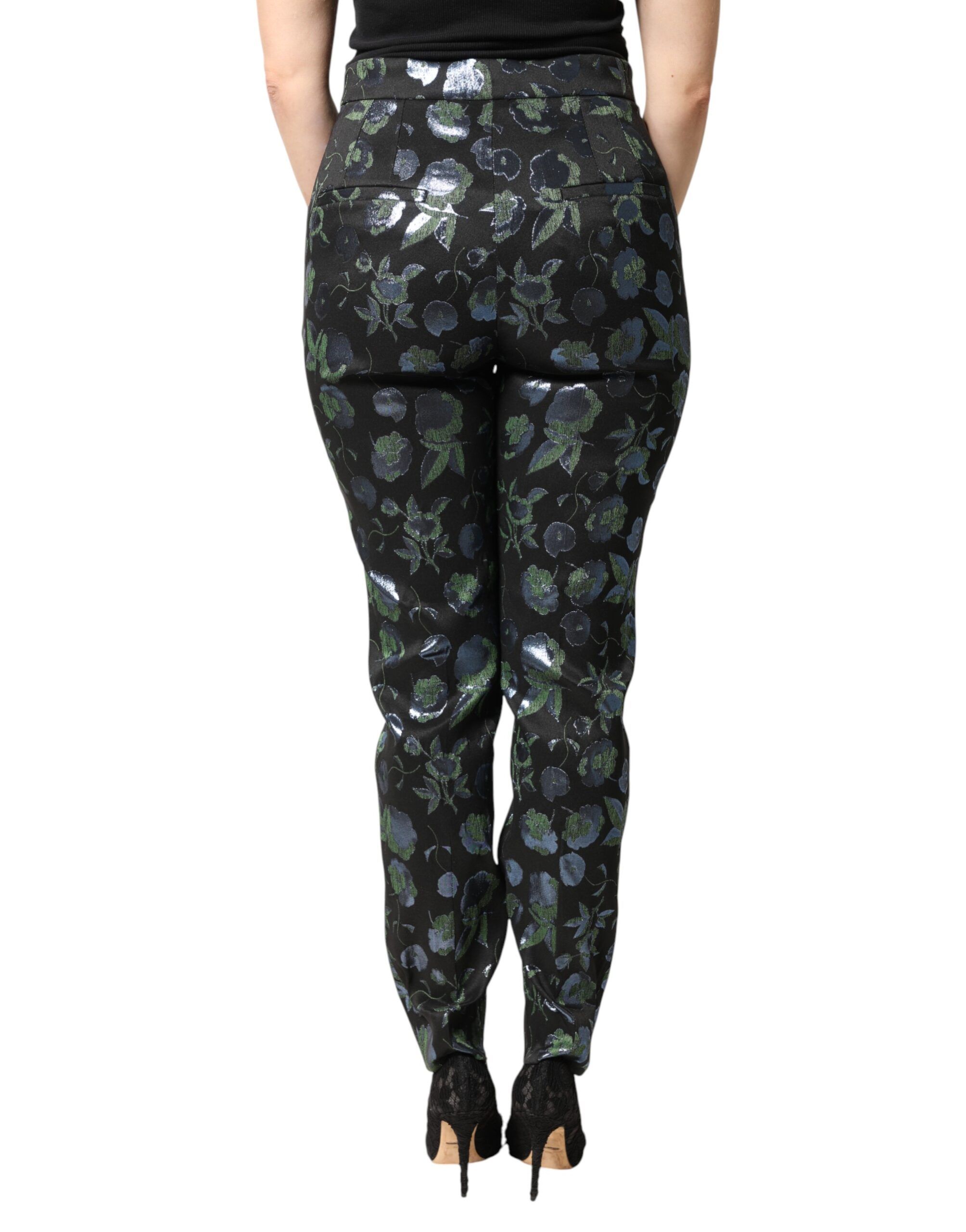 BlueGreen Floral Metallic Slim Trouser Women's Pants - Dolce & Gabbana - Modalova