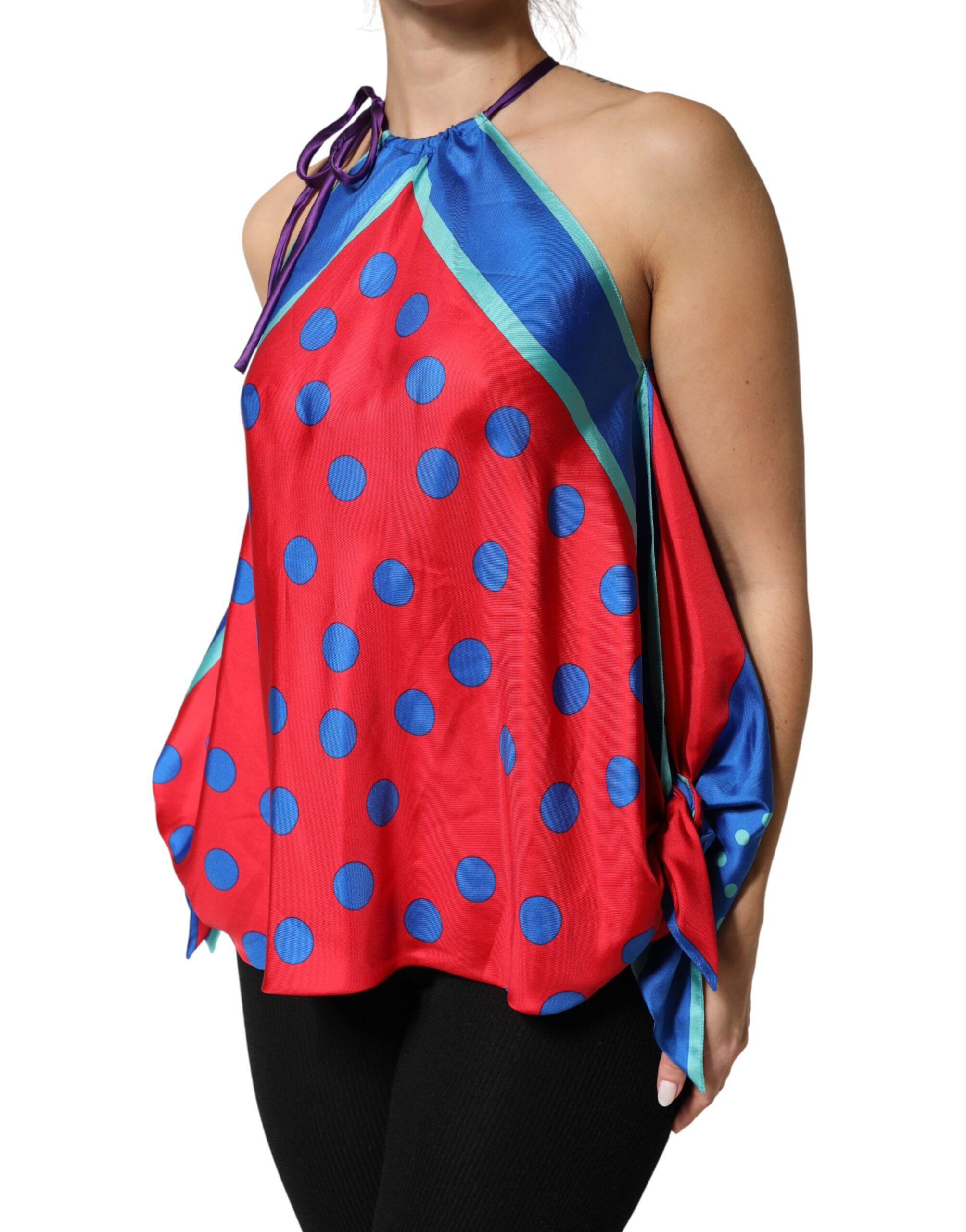 Polka Dot Tie Halter Blouse Women's Top - Dolce & Gabbana - Modalova