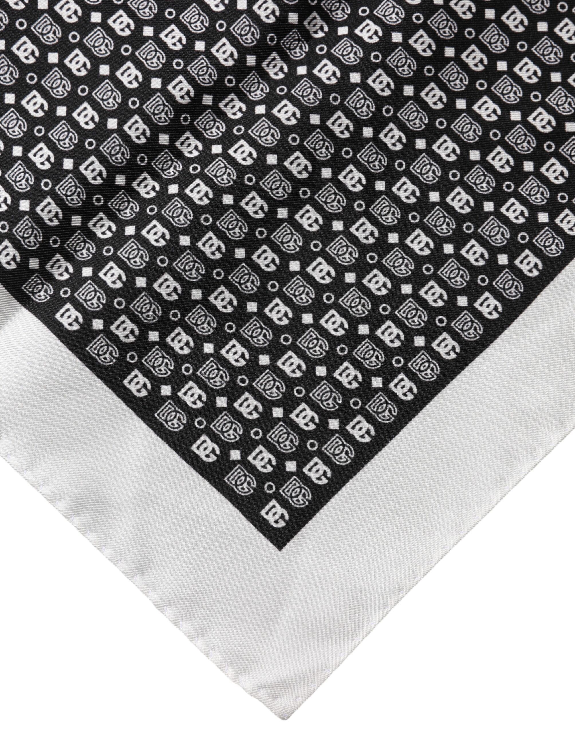 White Black Patterned Square Foulard Men's Scarf - Dolce & Gabbana - Modalova