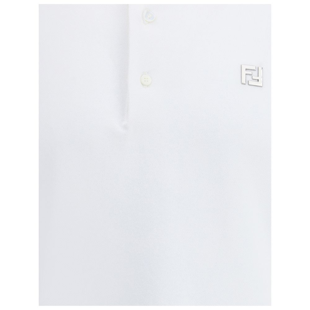 Fendi White Cotton Polo Men's Shirt - Fendi - Modalova