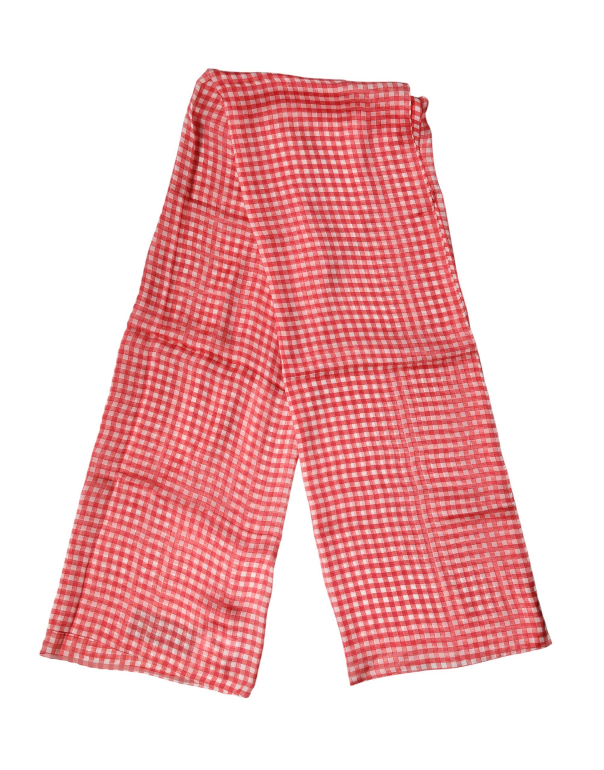 Red Checkered Silk Neck Wrap Shawl Men's Scarf - Dolce & Gabbana - Modalova