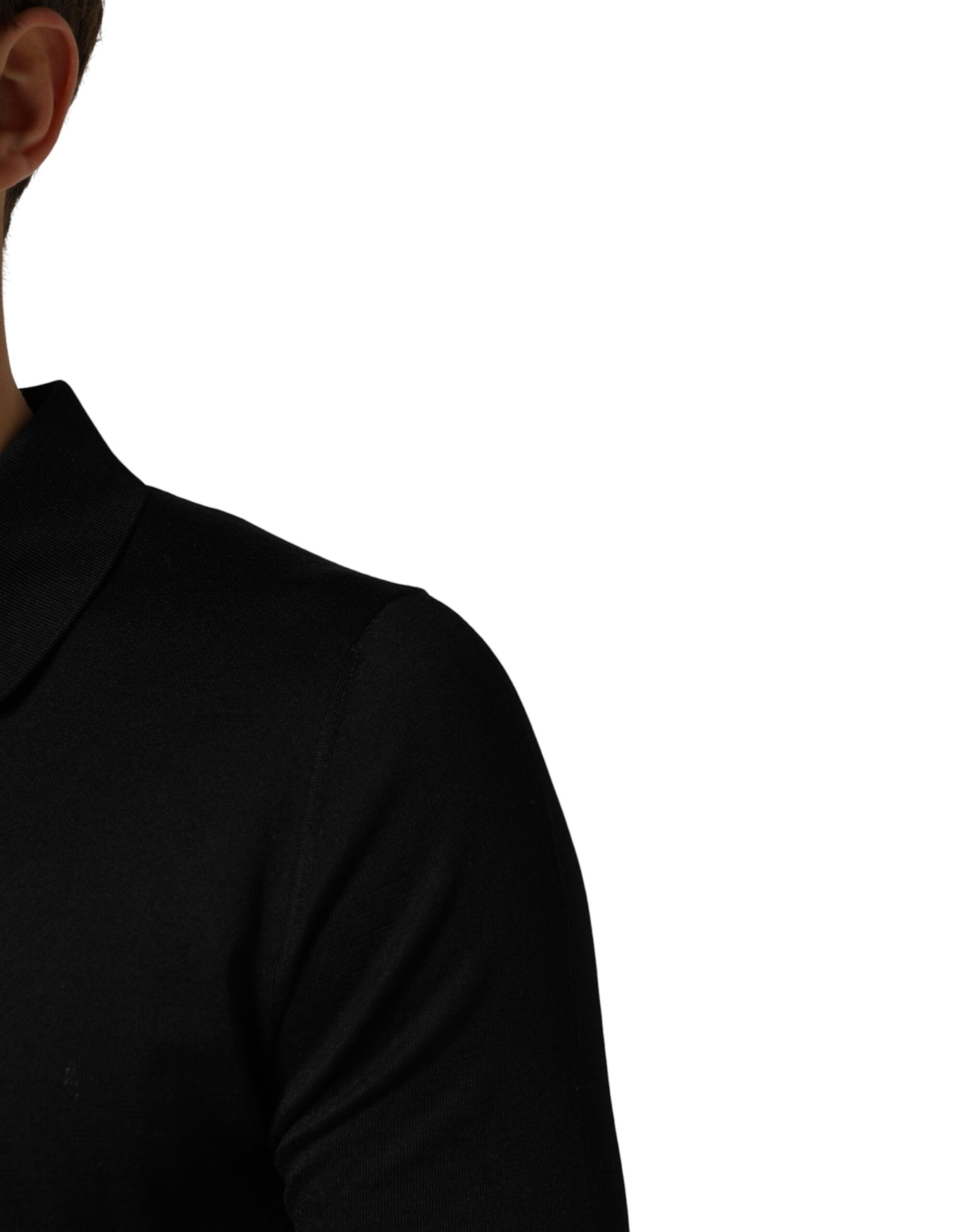 Black Silk Collared Short Sleeve Polo Men's T-shirt (Pre-Owned) - Dolce & Gabbana - Modalova