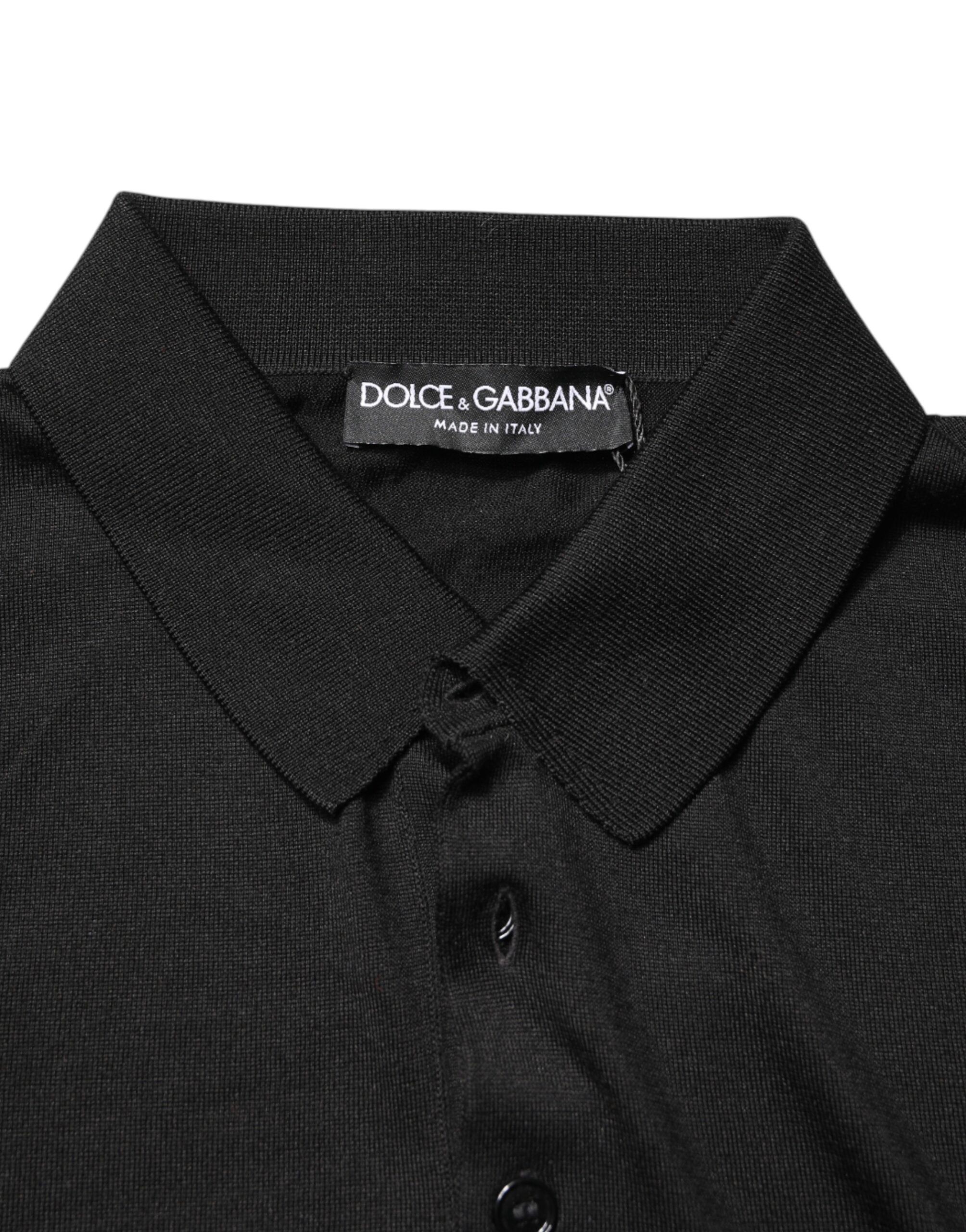 Black Silk Collared Short Sleeve Polo Men's T-shirt (Pre-Owned) - Dolce & Gabbana - Modalova
