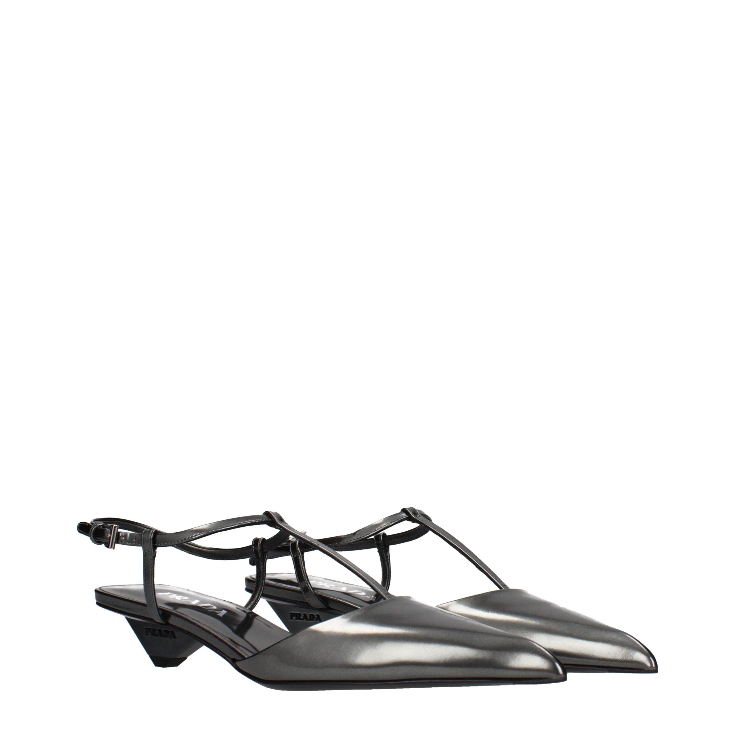 Leather Flat Women's Sandals - Prada - Modalova