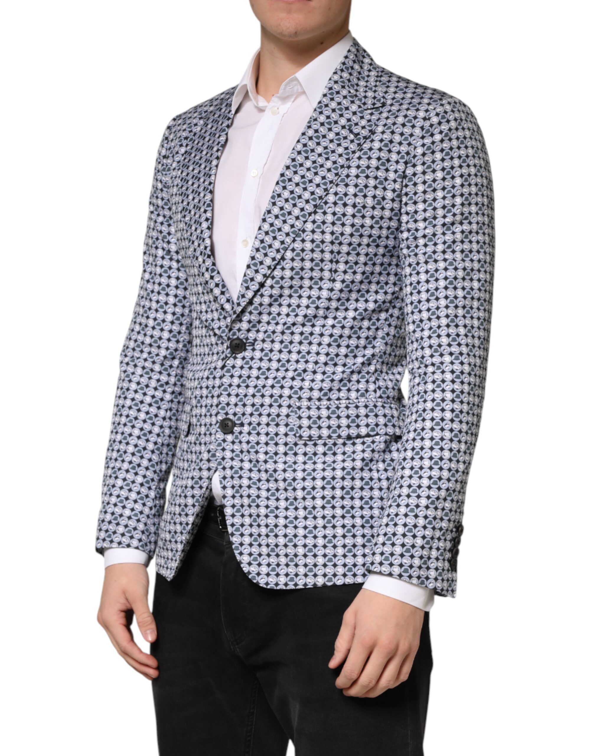 Cotton Patterned Single Breasted Men's Blazer - Dolce & Gabbana - Modalova