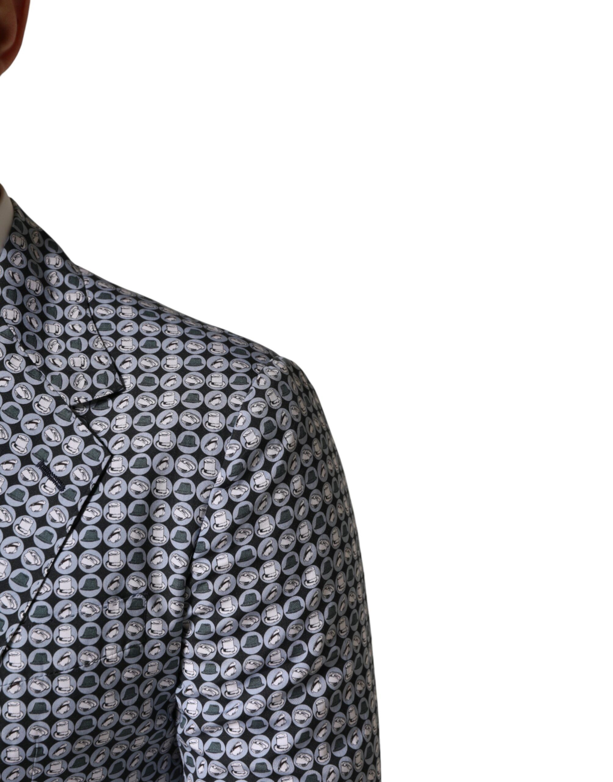 Cotton Patterned Single Breasted Men's Blazer - Dolce & Gabbana - Modalova