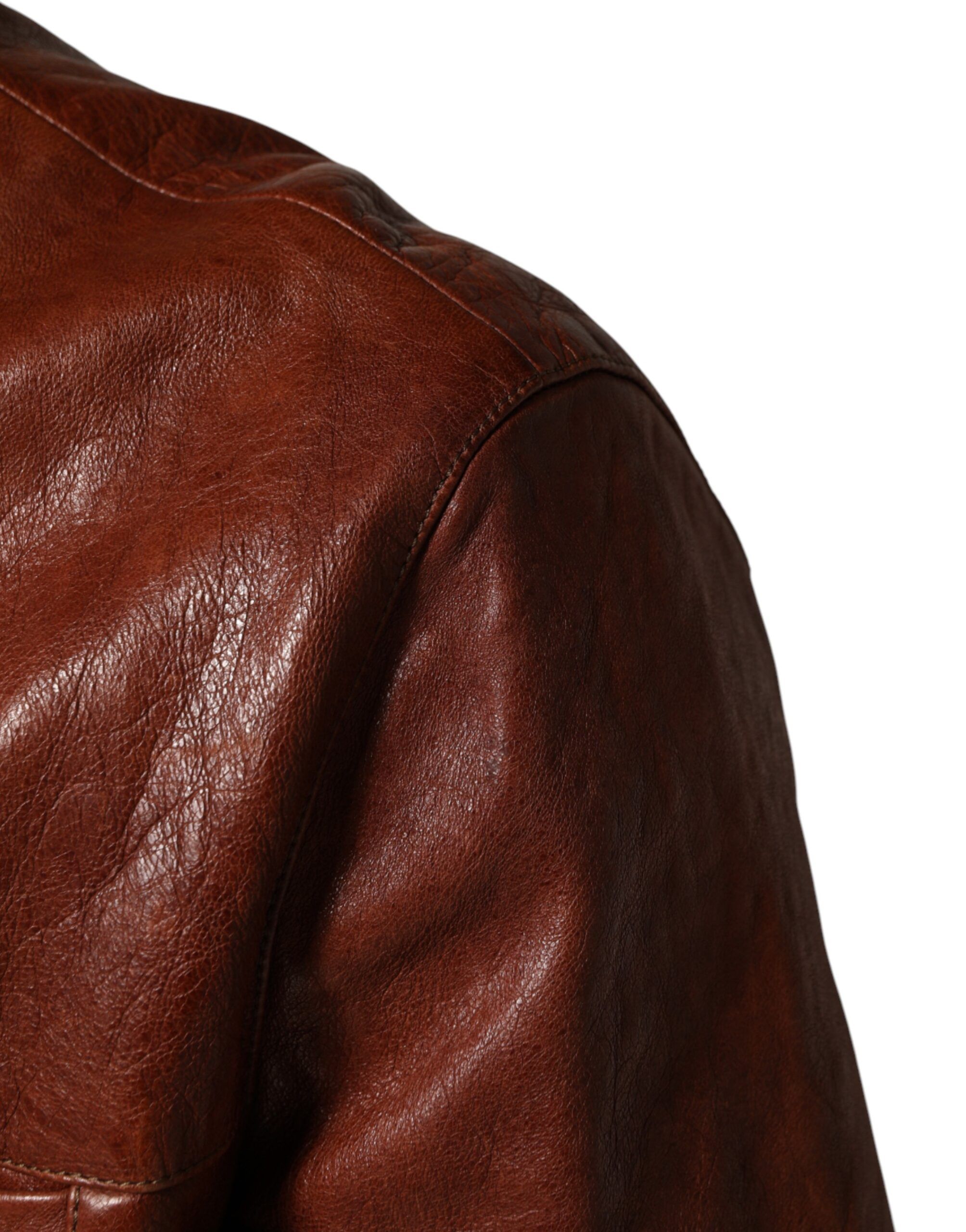 Leather Button Down Men Biker Men's Jacket - Dolce & Gabbana - Modalova