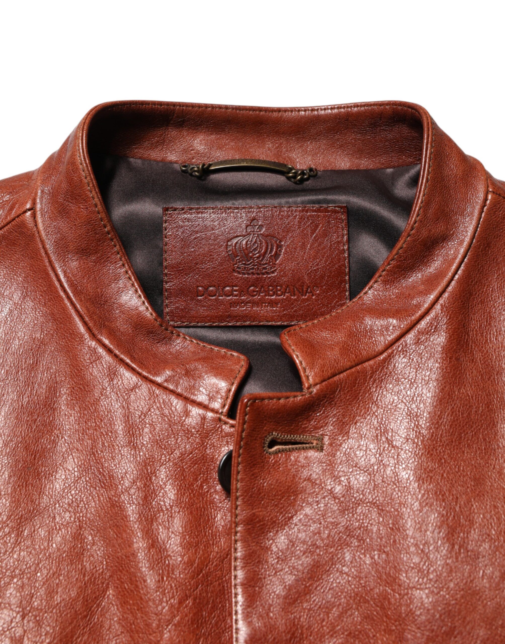 Leather Button Down Men Biker Men's Jacket - Dolce & Gabbana - Modalova