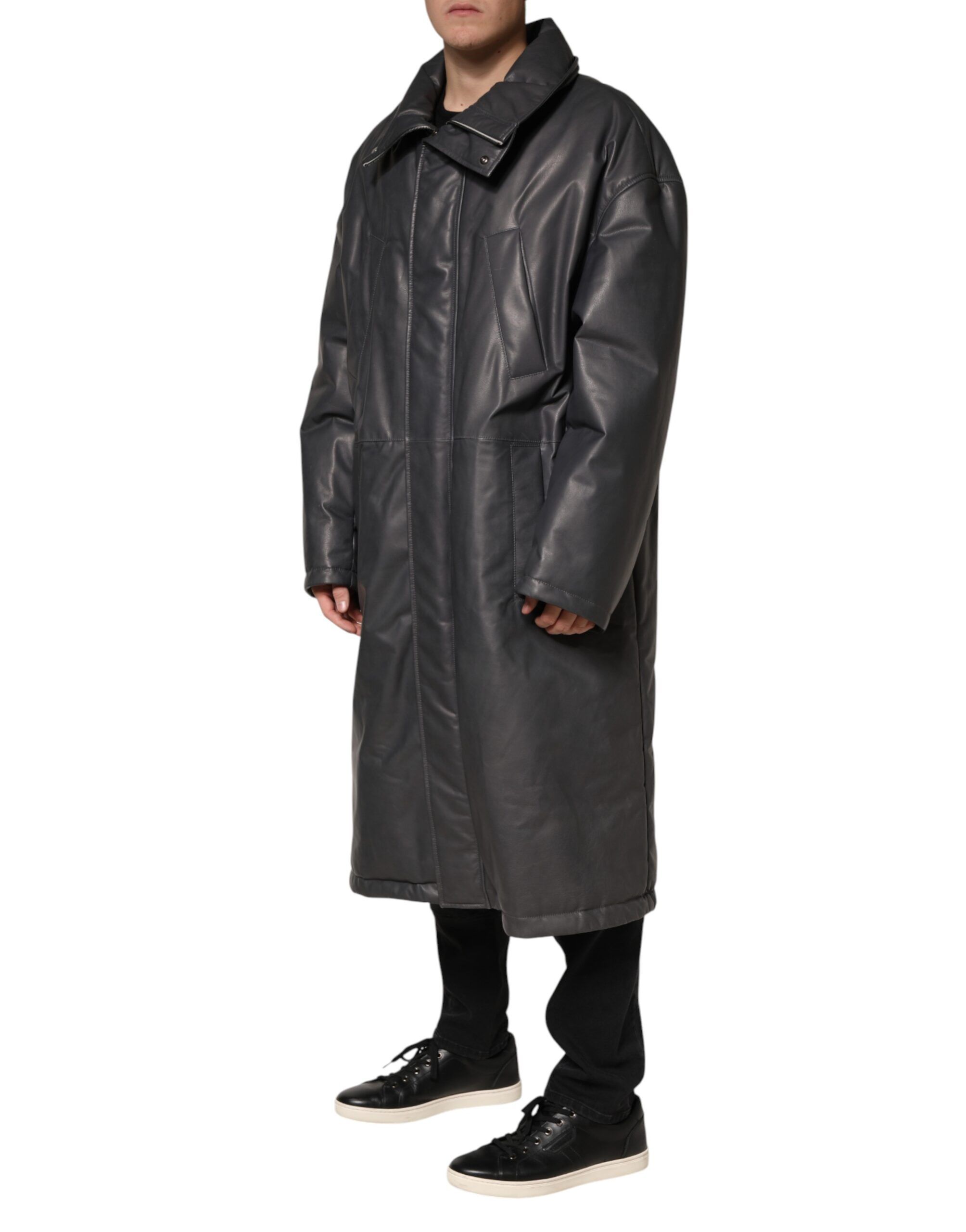 Leather Collared Trench Coat Men's Jacket (Pre-Owned) - Dolce & Gabbana - Modalova