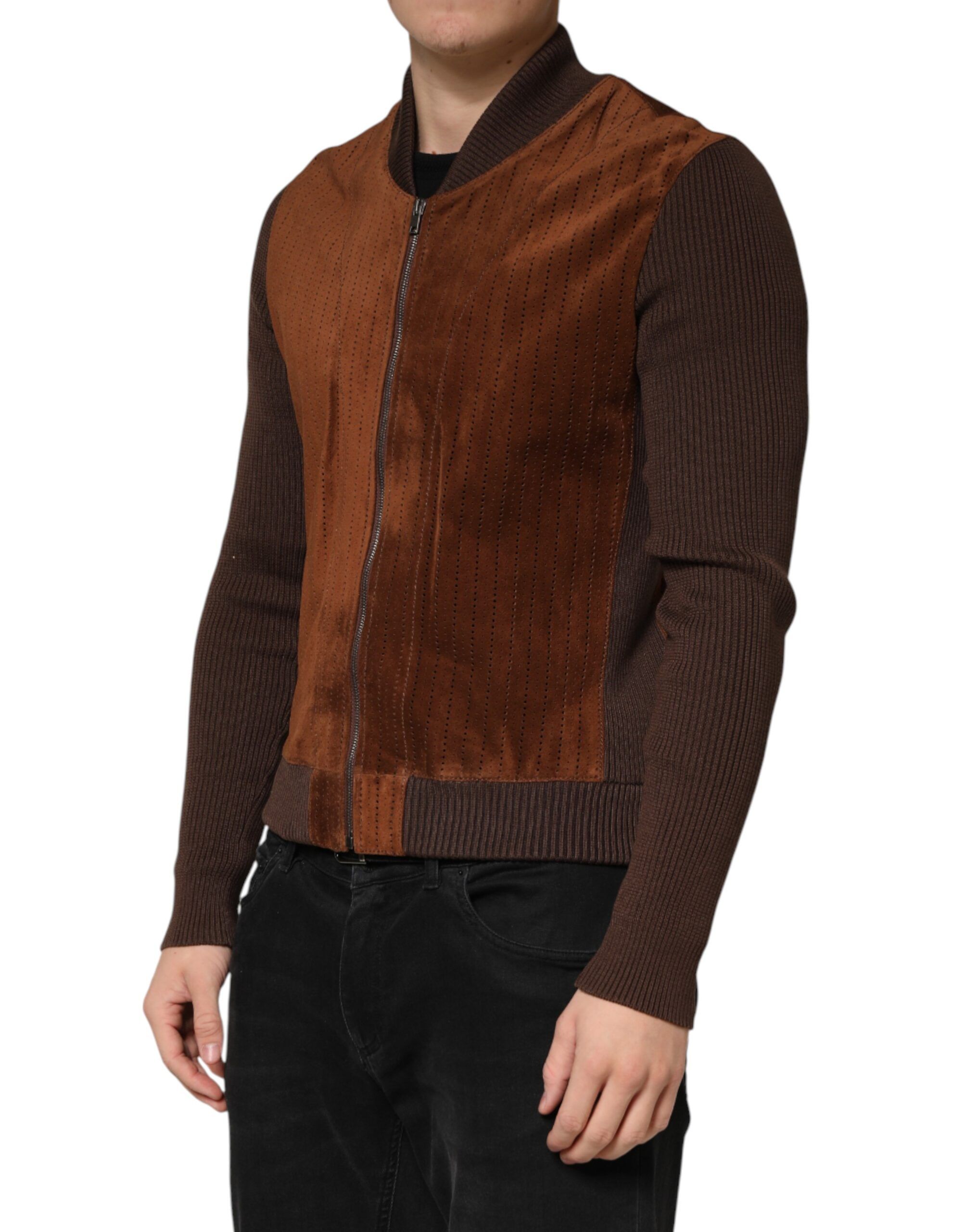 Velvet Calfskin Full Zip Biker Men's Jacket - Dolce & Gabbana - Modalova
