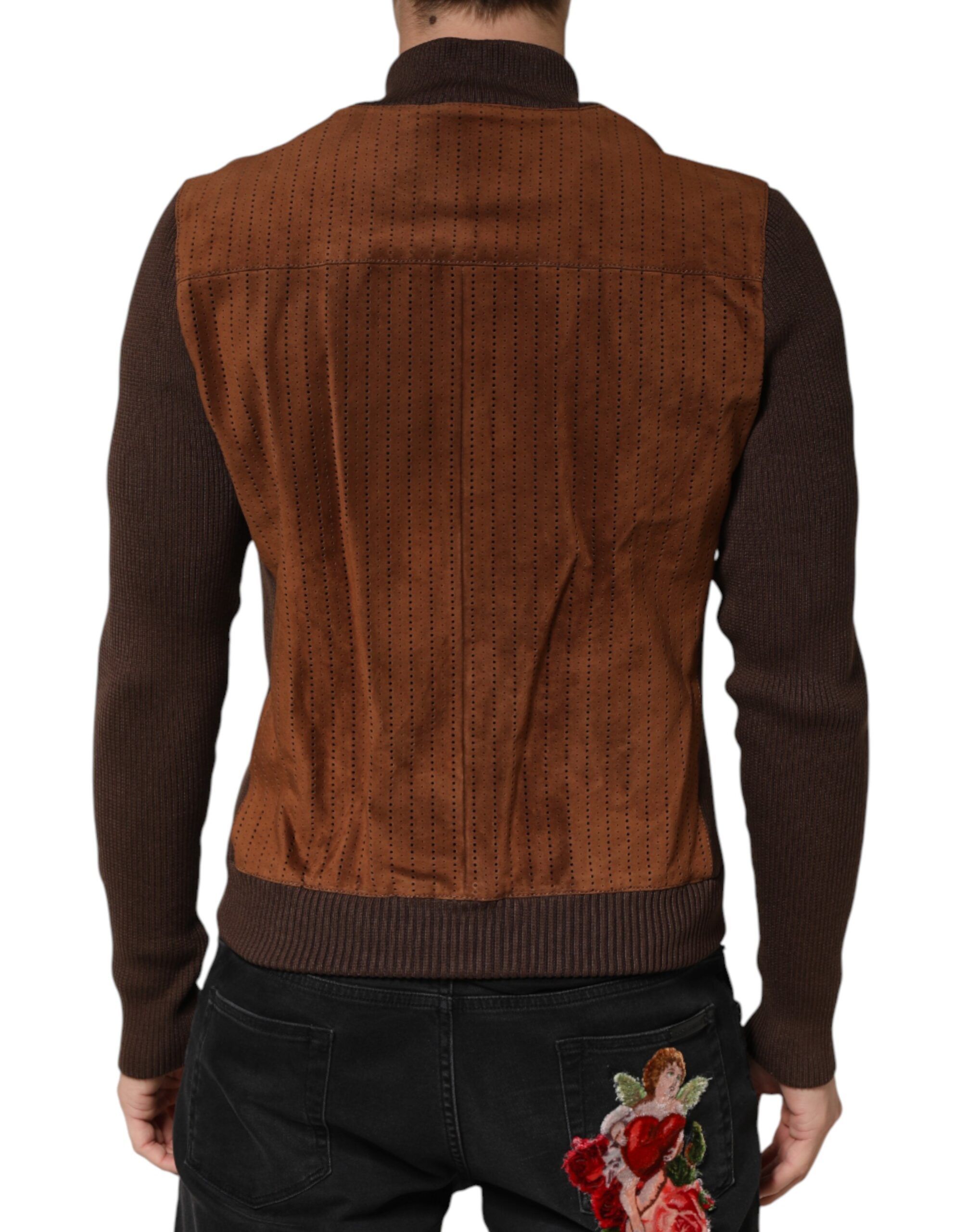 Velvet Calfskin Full Zip Biker Men's Jacket - Dolce & Gabbana - Modalova