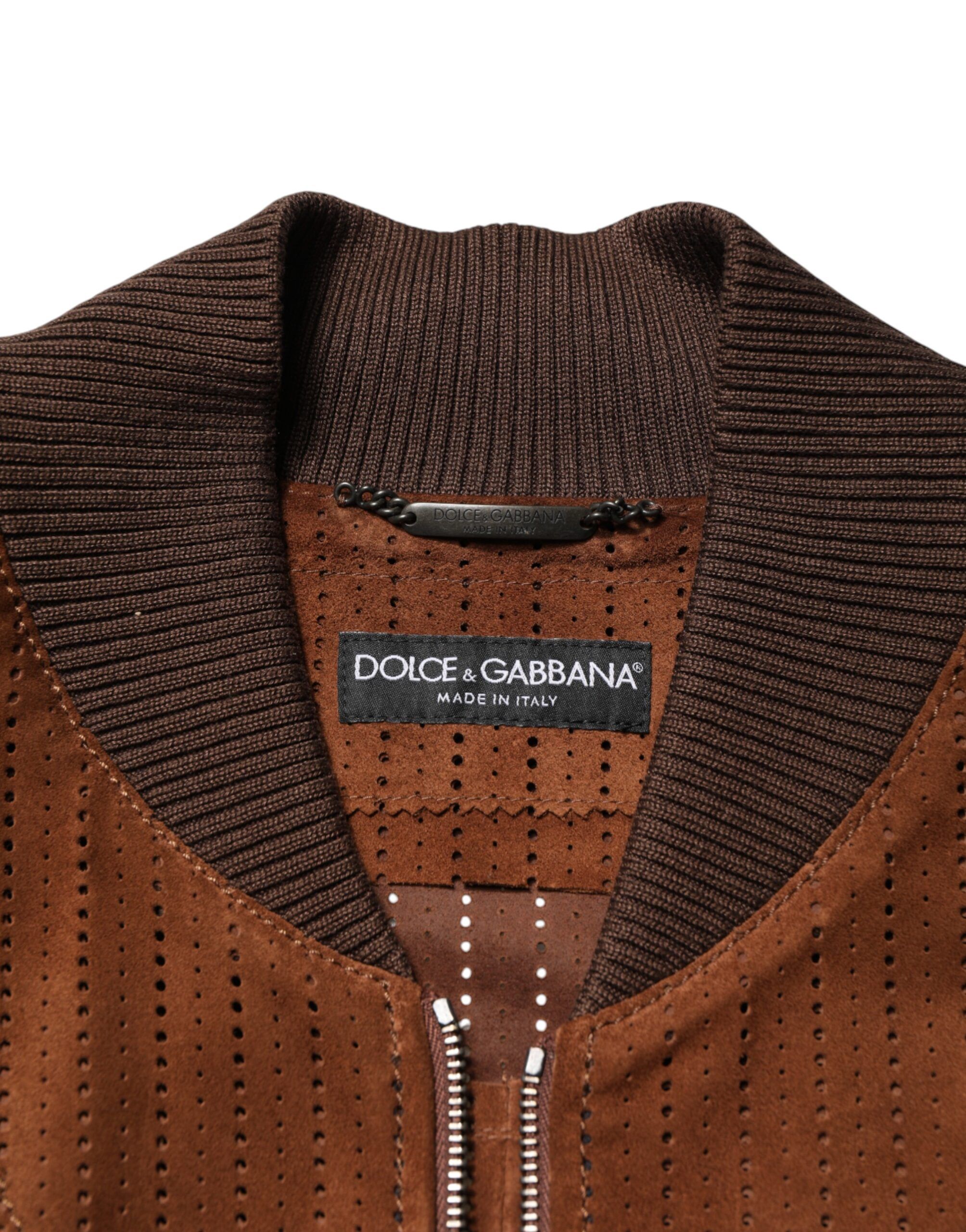 Velvet Calfskin Full Zip Biker Men's Jacket - Dolce & Gabbana - Modalova