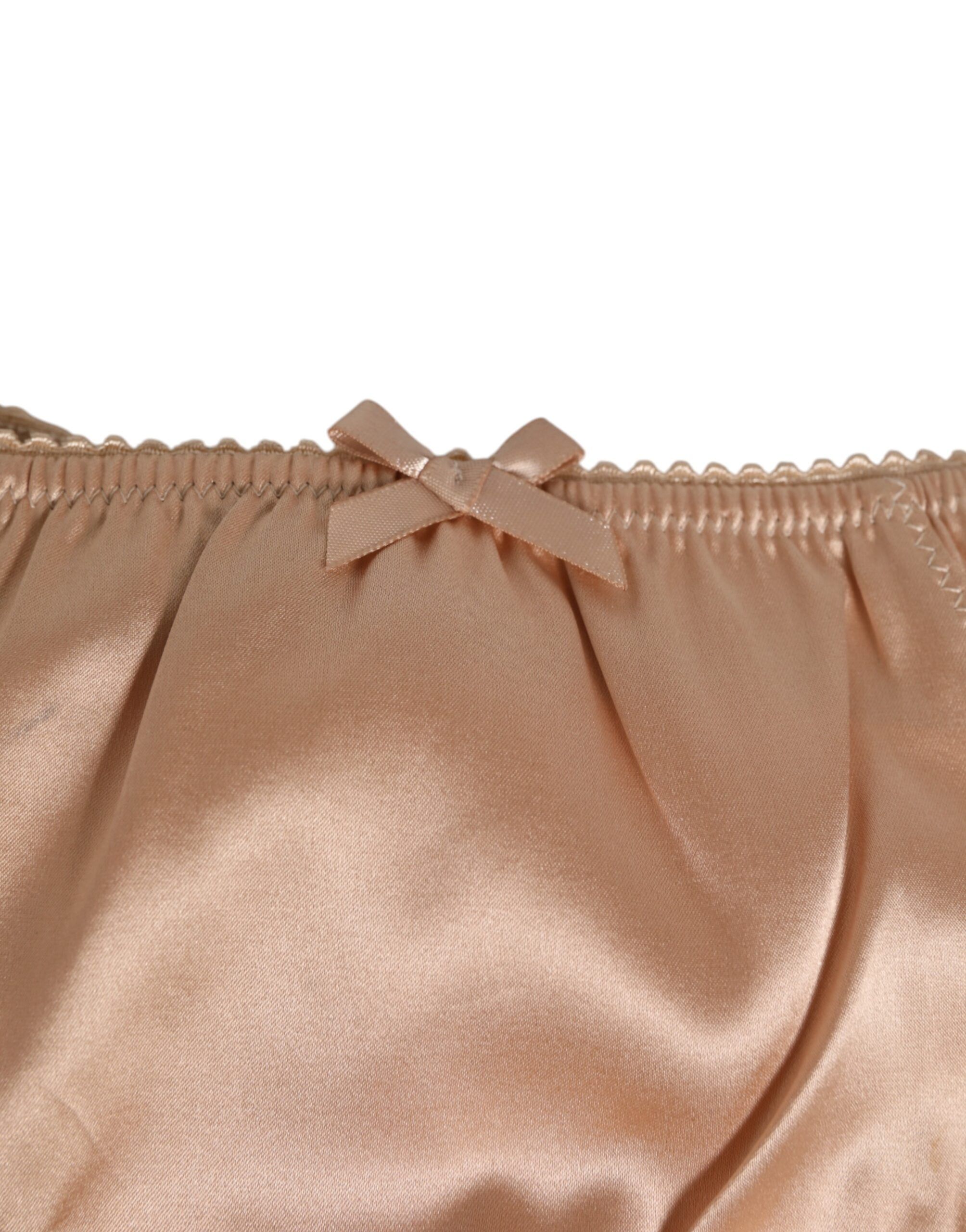 Beige Silk Satin Bow Lace Trim Women's Underwear - Dolce & Gabbana - Modalova