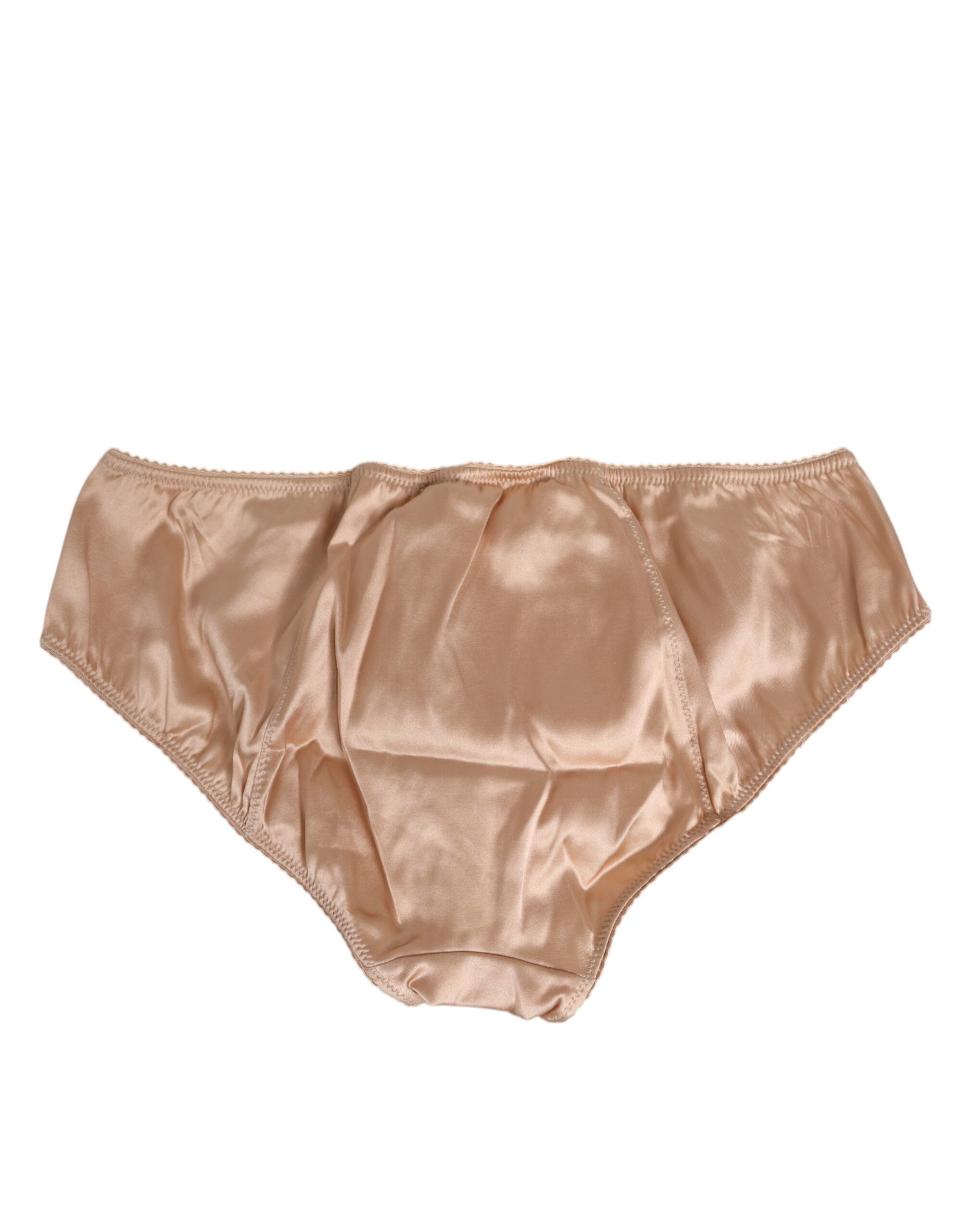 Beige Silk Satin Bow Lace Trim Women's Underwear - Dolce & Gabbana - Modalova