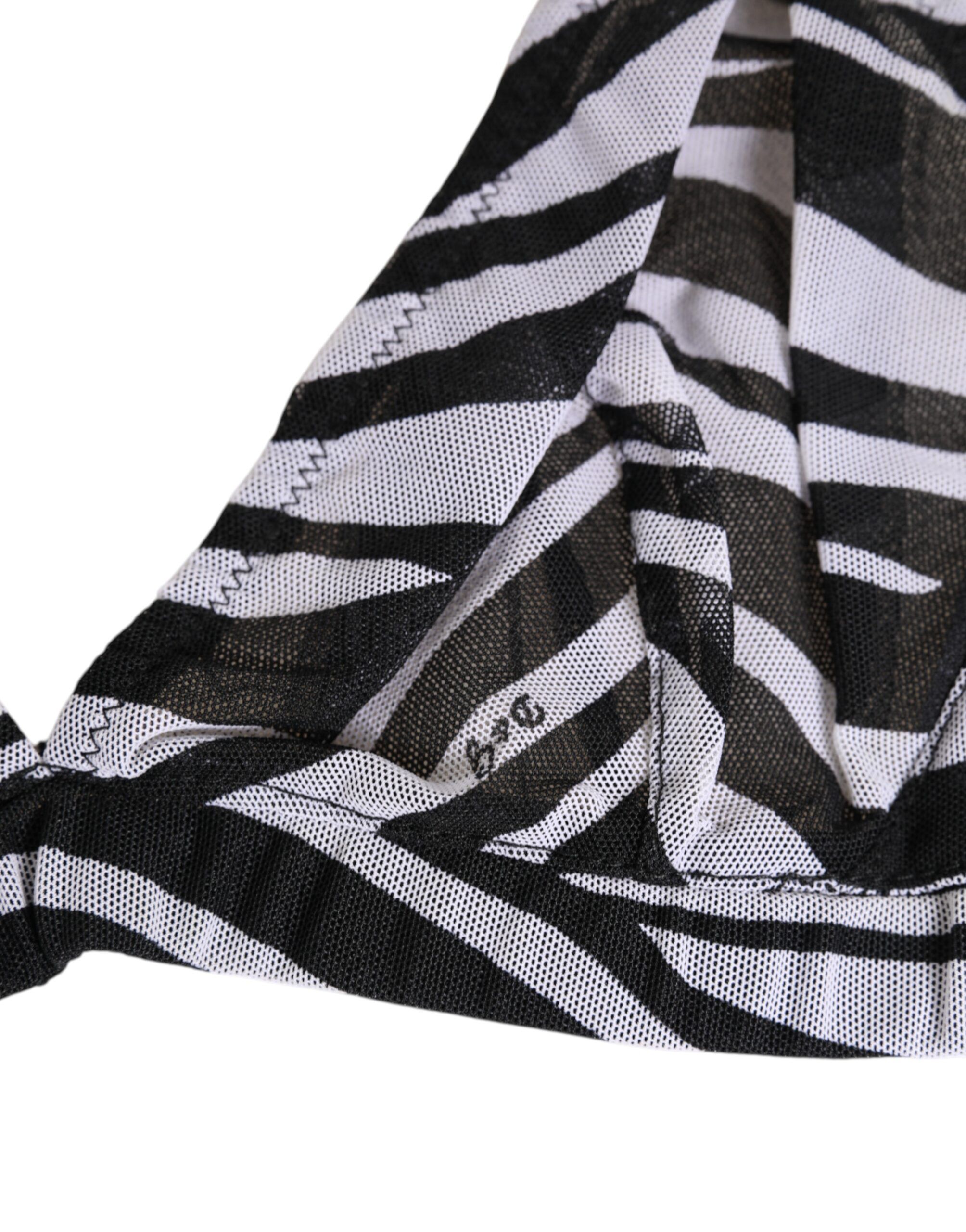 Black White Zebra Print Sheer Mesh Bralette Women's Underwear - Dolce & Gabbana - Modalova