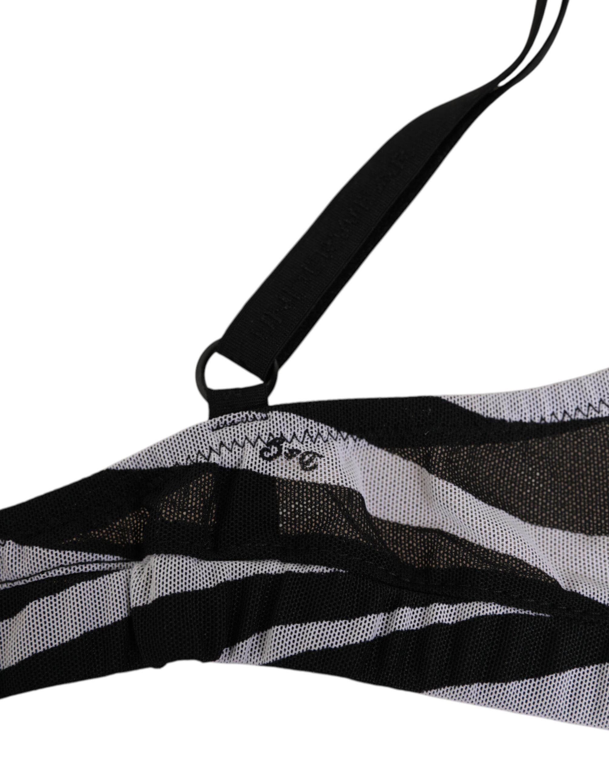 Black White Zebra Print Sheer Mesh Bralette Women's Underwear - Dolce & Gabbana - Modalova