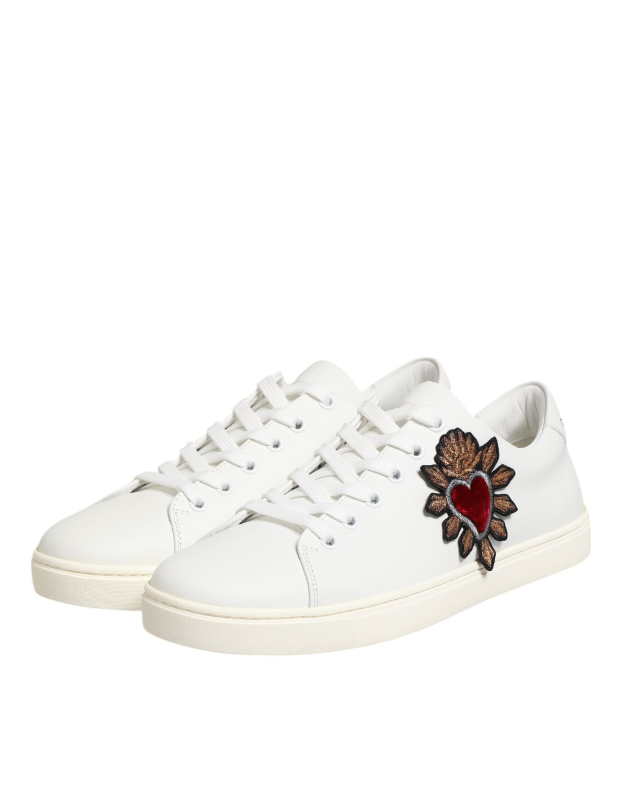 Leather Sacred Heart Patch Sneakers Women's Shoes - Dolce & Gabbana - Modalova
