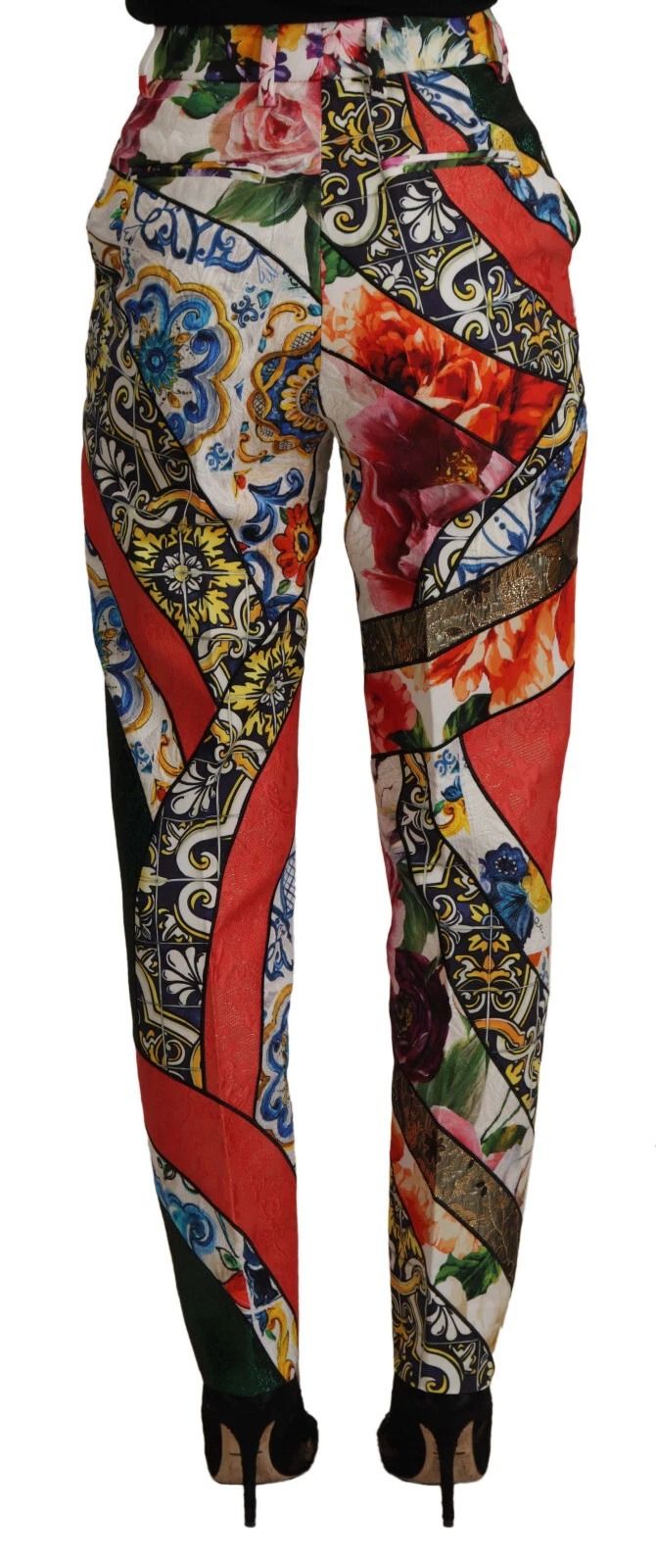Patchwork Jacquard High Waist Women's Pants - Dolce & Gabbana - Modalova