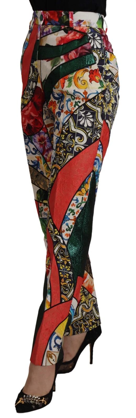 Patchwork Jacquard High Waist Women's Pants - Dolce & Gabbana - Modalova
