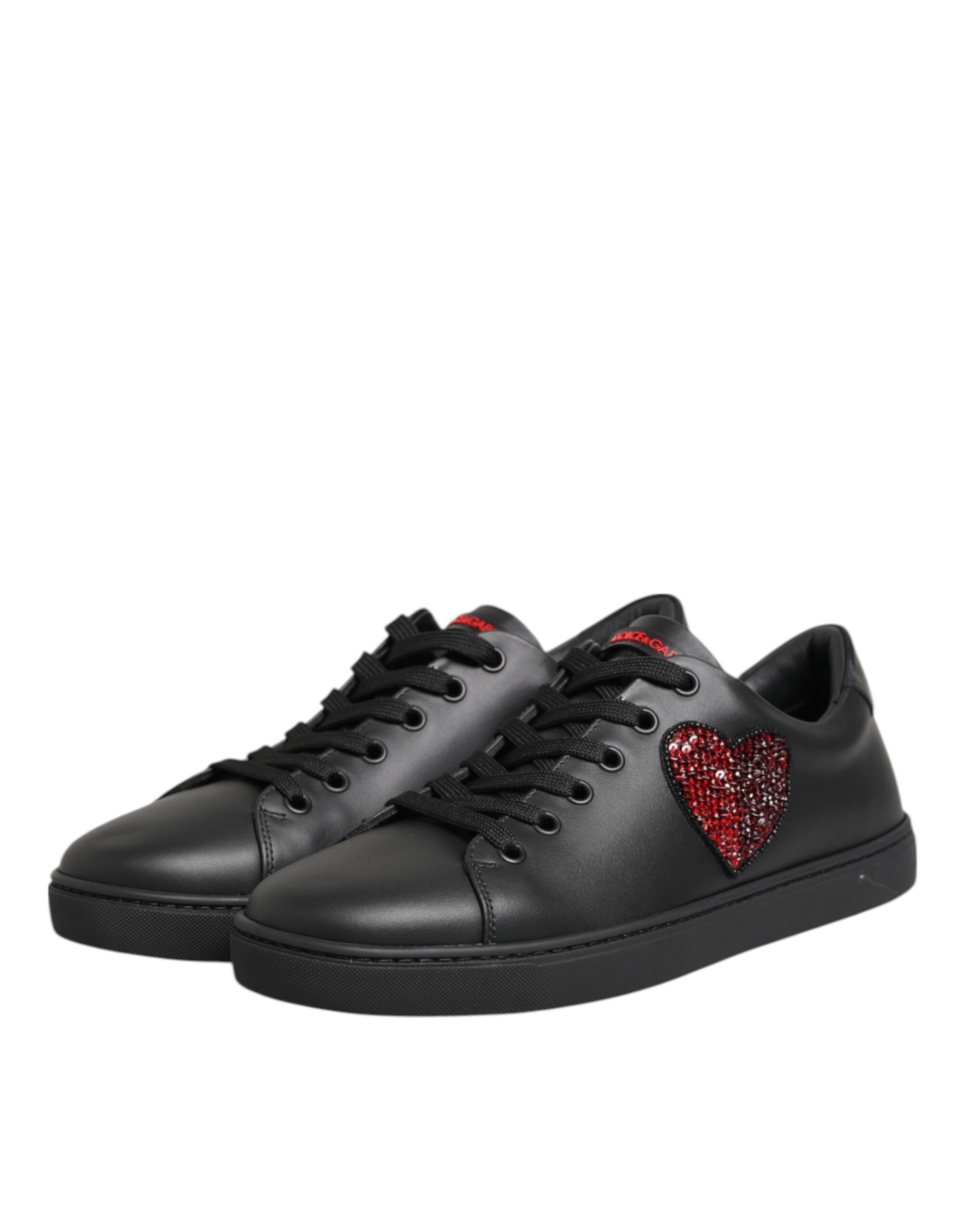Leather Crystal Heart Low Top Sneakers Women's Shoes - Dolce & Gabbana - Modalova
