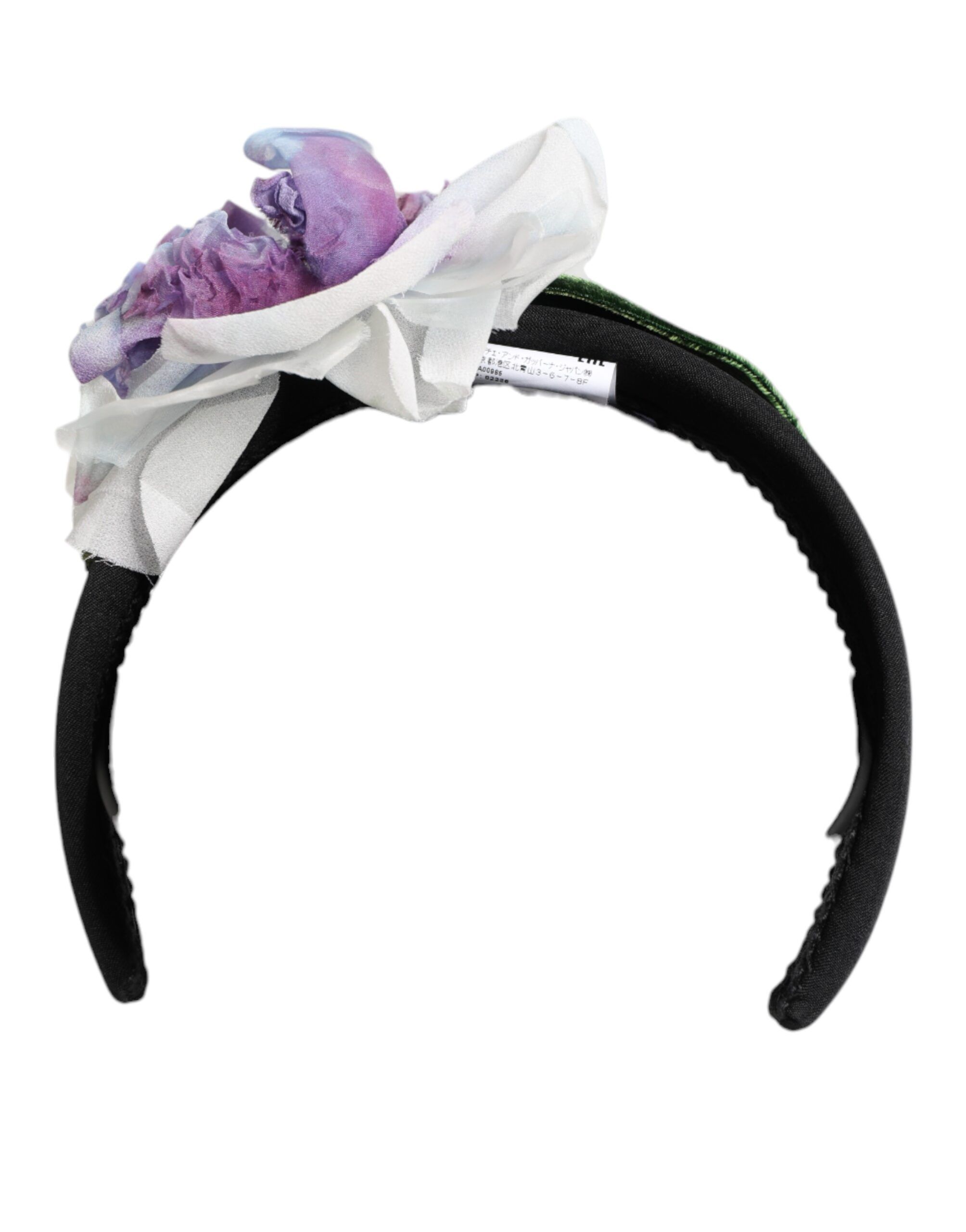 Black Green Silk Purple White Floral Appliqué Accessory Women's Headband - Dolce & Gabbana - Modalova