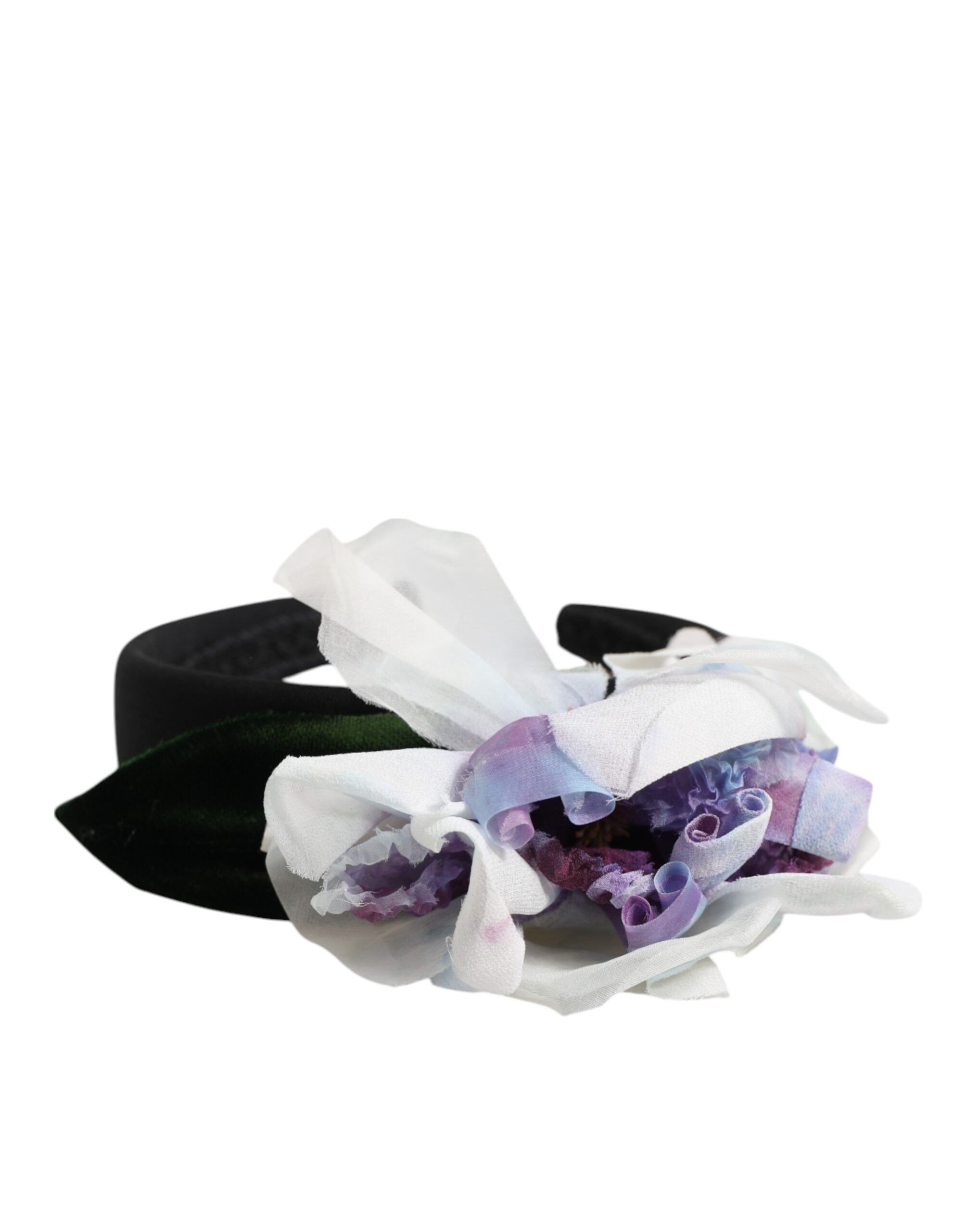 Black Green Silk Purple White Floral Appliqué Accessory Women's Headband - Dolce & Gabbana - Modalova