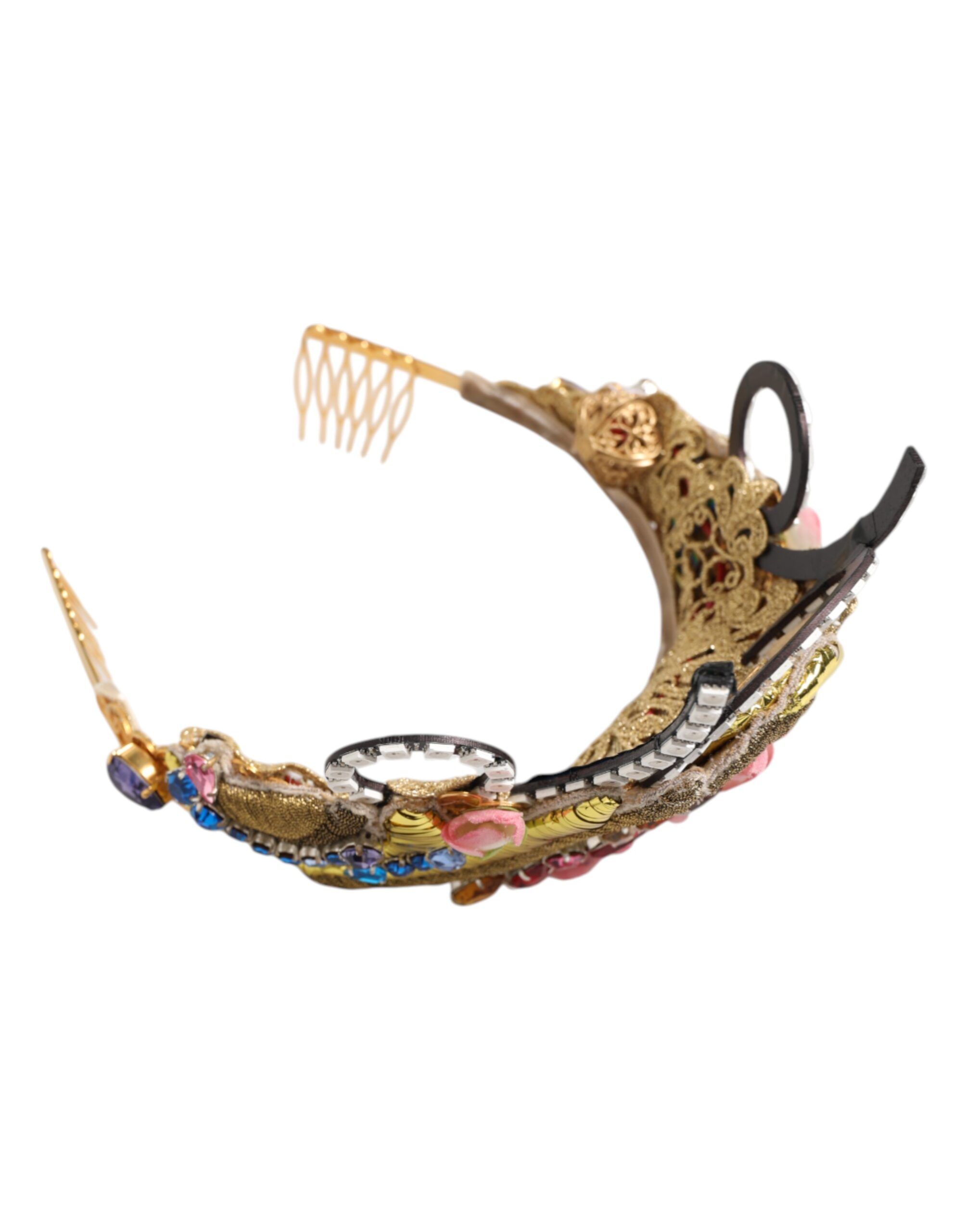 Brass Crystal Embellished Headpiece Crown Women's Tiara (Pre-Owned) - Dolce & Gabbana - Modalova