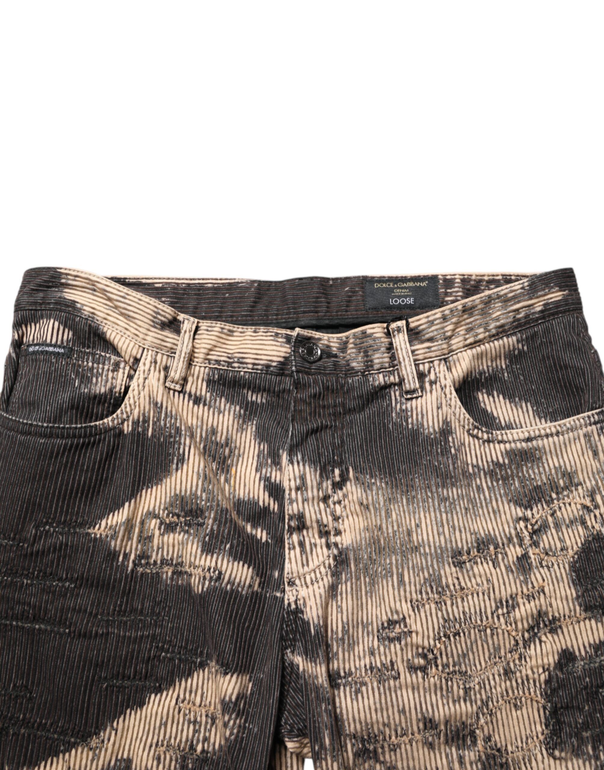 Black Corduroy Tie-Dye Cotton Blend Men's Pants - Dolce & Gabbana - Modalova