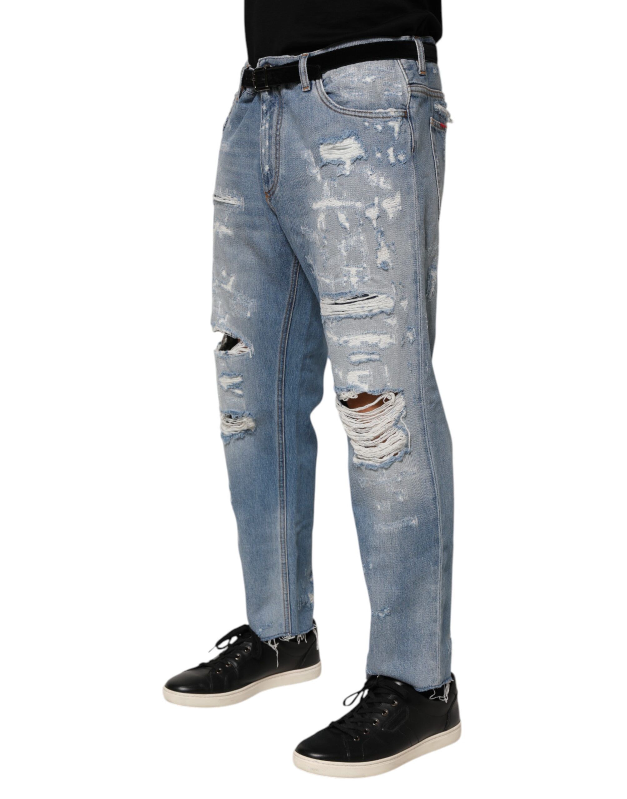 Distressed Ripped Denim Pants Men's Jeans - Dolce & Gabbana - Modalova