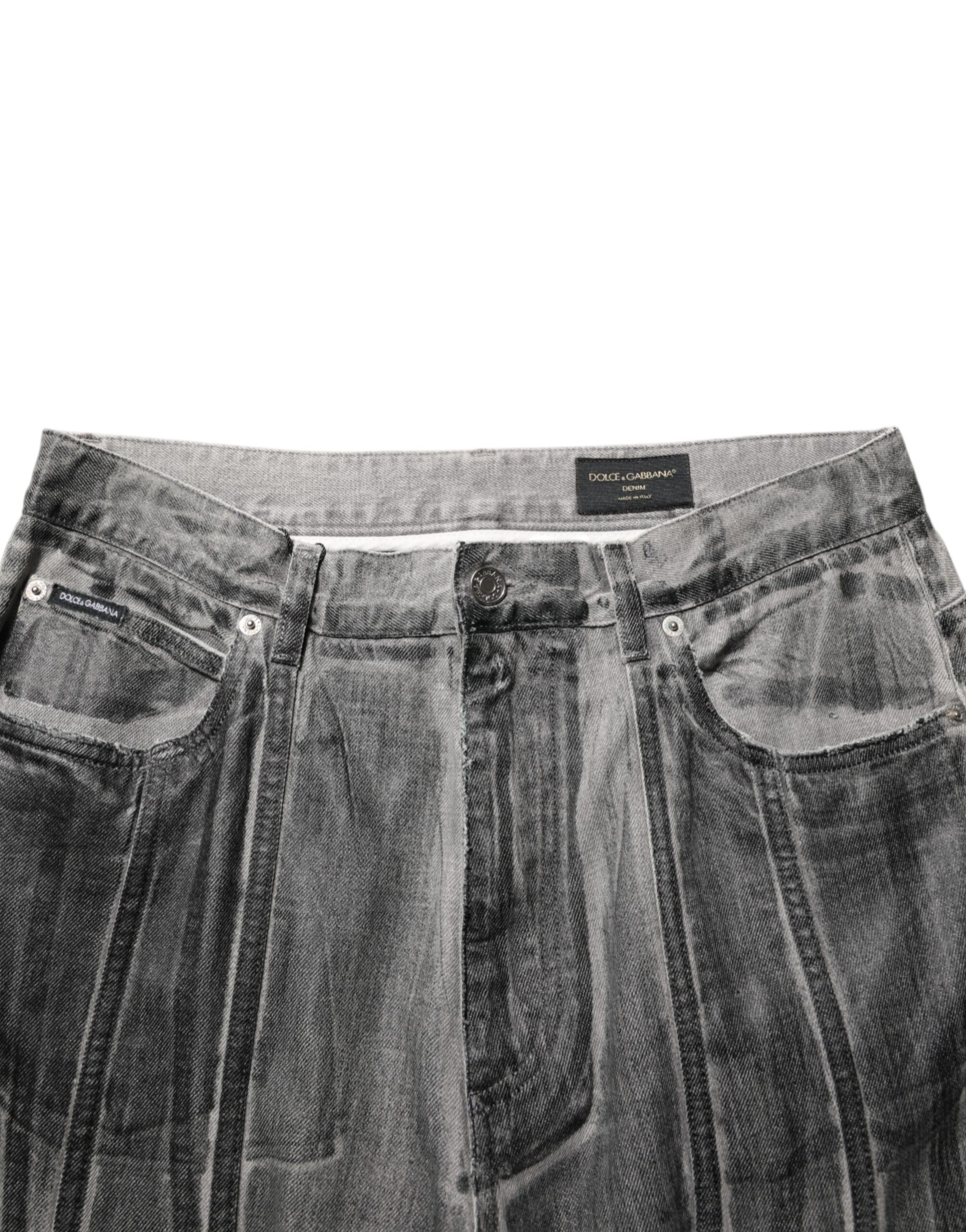 Black Grey Graphic Print Denim Pants Men's Jeans - Dolce & Gabbana - Modalova