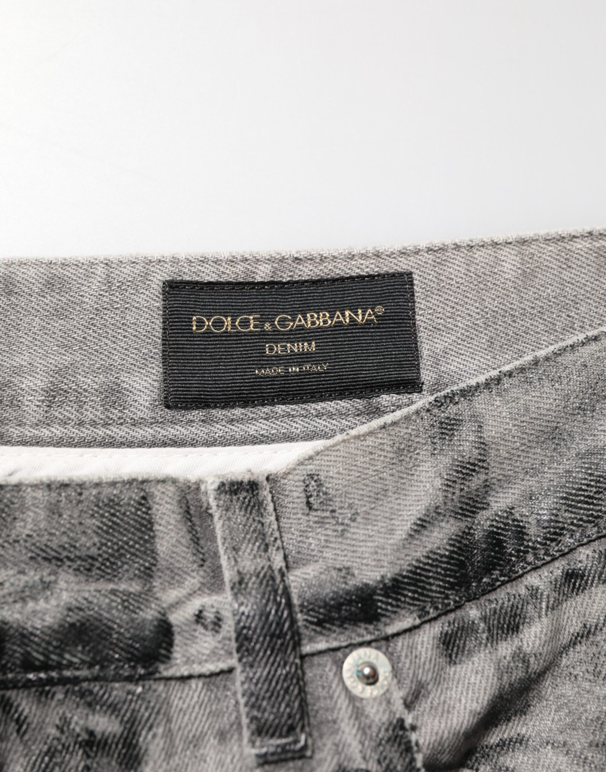 Black Grey Graphic Print Denim Pants Men's Jeans - Dolce & Gabbana - Modalova