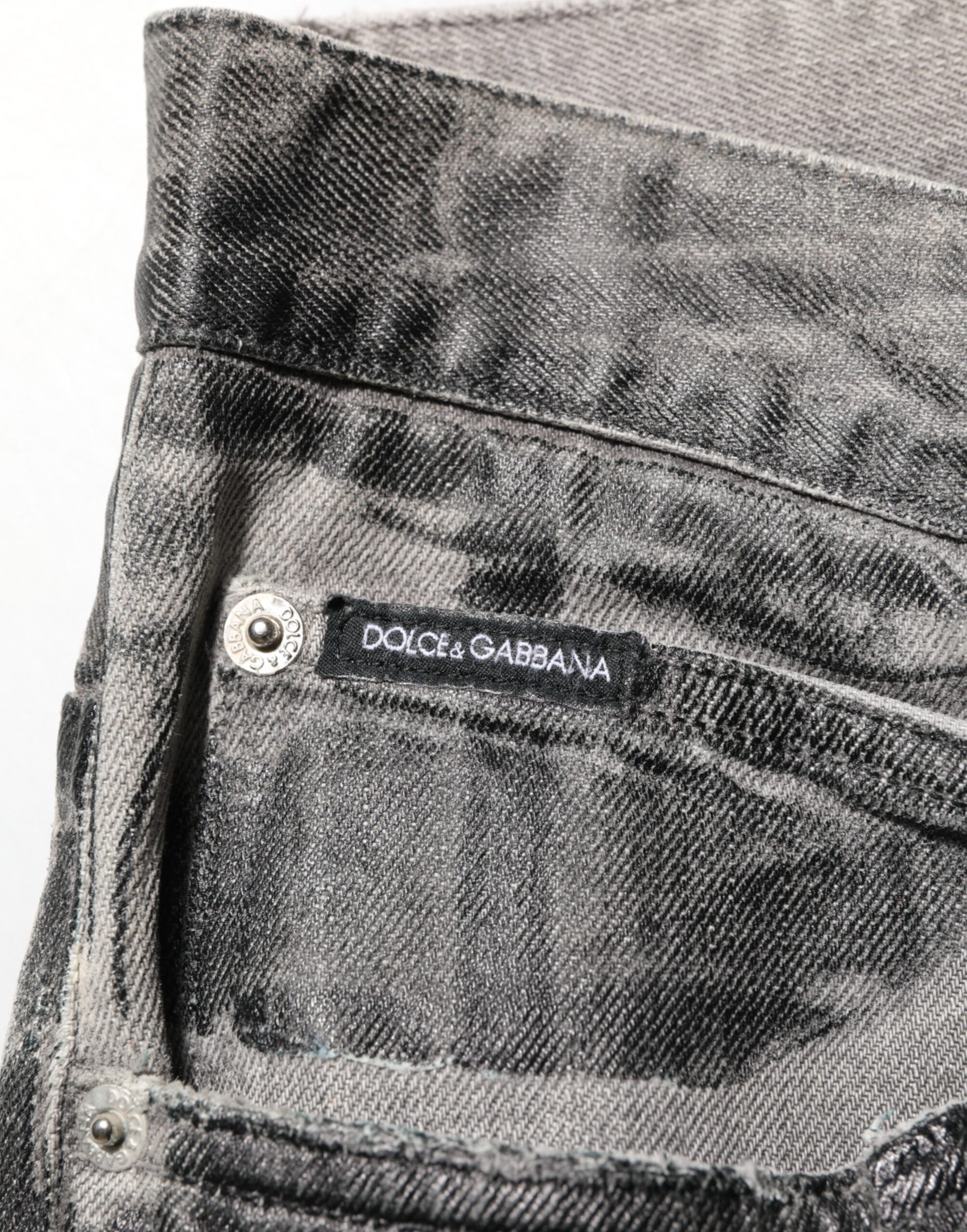 Black Grey Graphic Print Denim Pants Men's Jeans - Dolce & Gabbana - Modalova