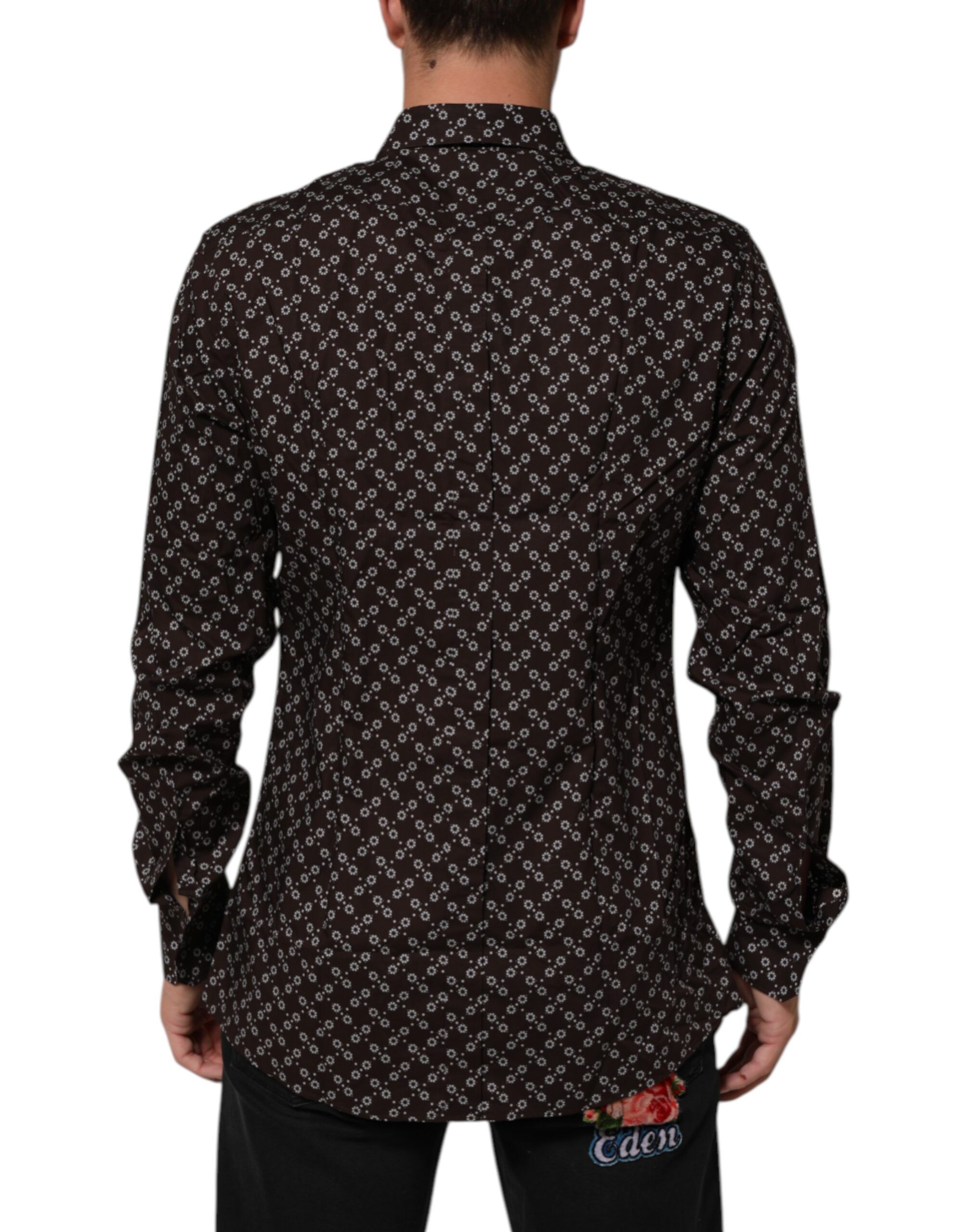 BrownFloral Collared GOLD Formal Dress Men's Shirt - Dolce & Gabbana - Modalova