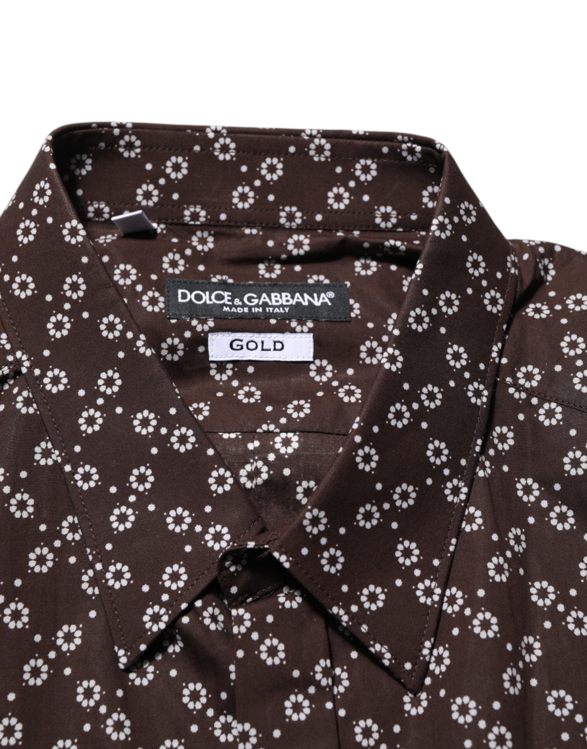 BrownFloral Collared GOLD Formal Dress Men's Shirt - Dolce & Gabbana - Modalova