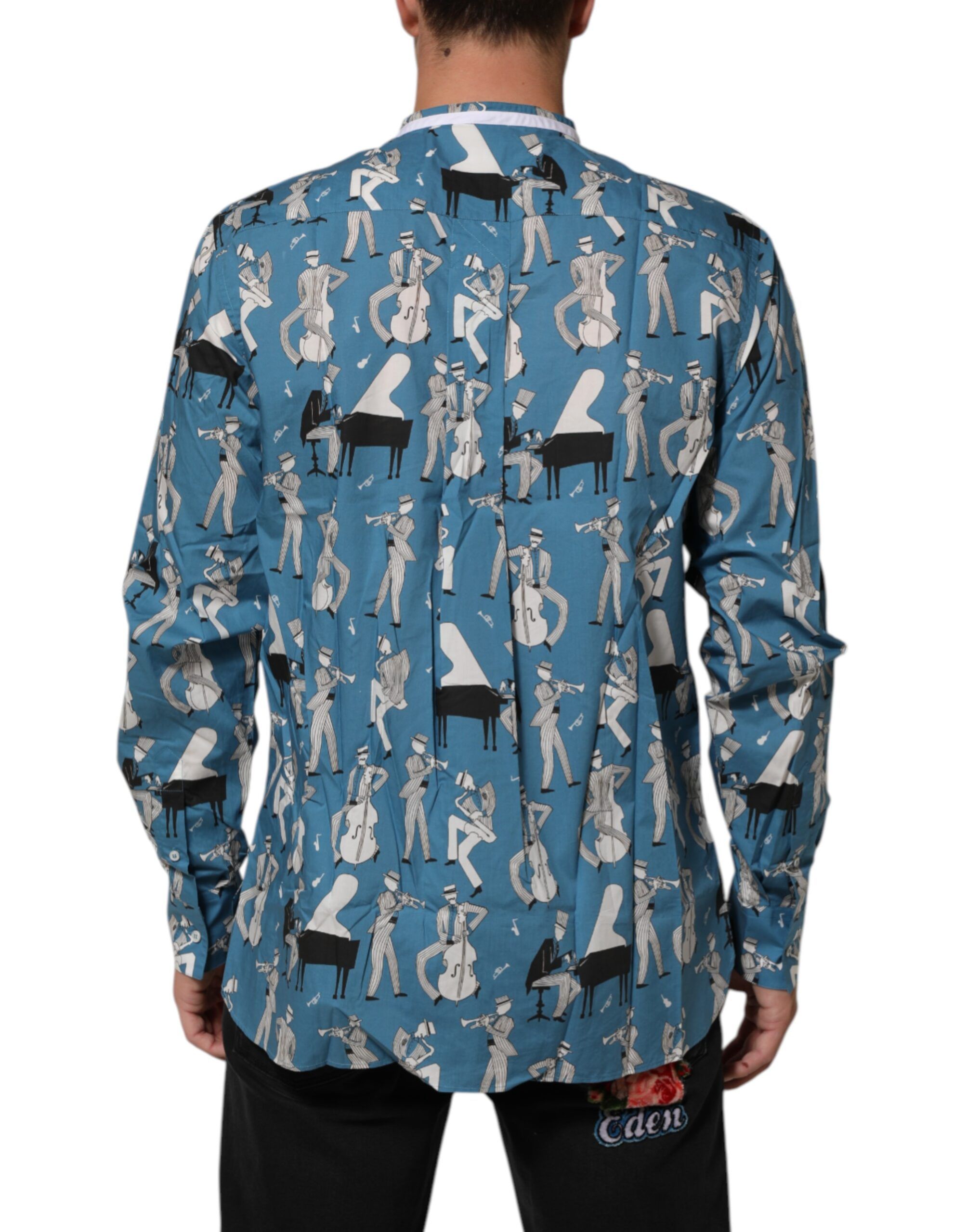 Jazz Printed Cotton Button Front Men's Shirt - Dolce & Gabbana - Modalova