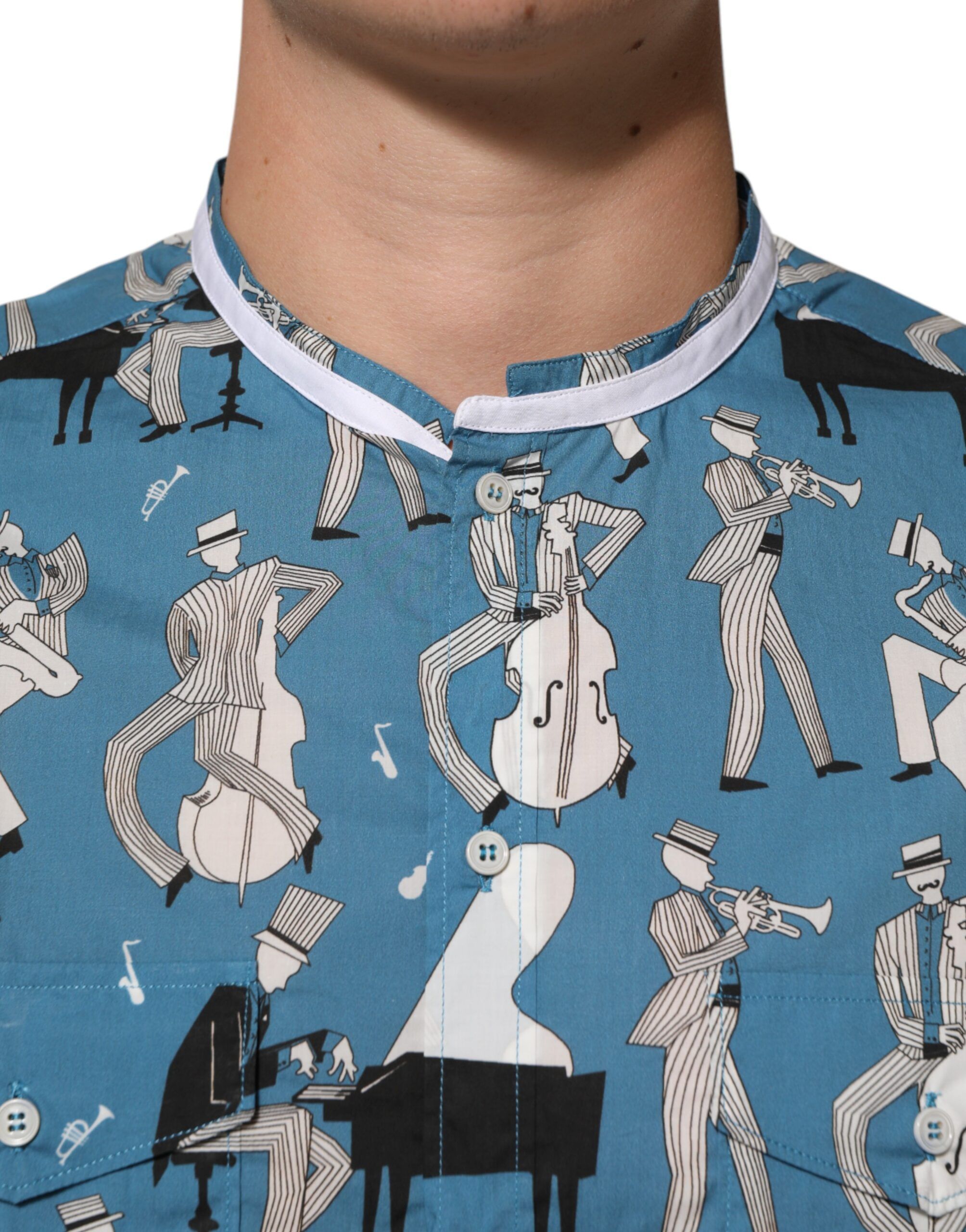 Jazz Printed Cotton Button Front Men's Shirt - Dolce & Gabbana - Modalova