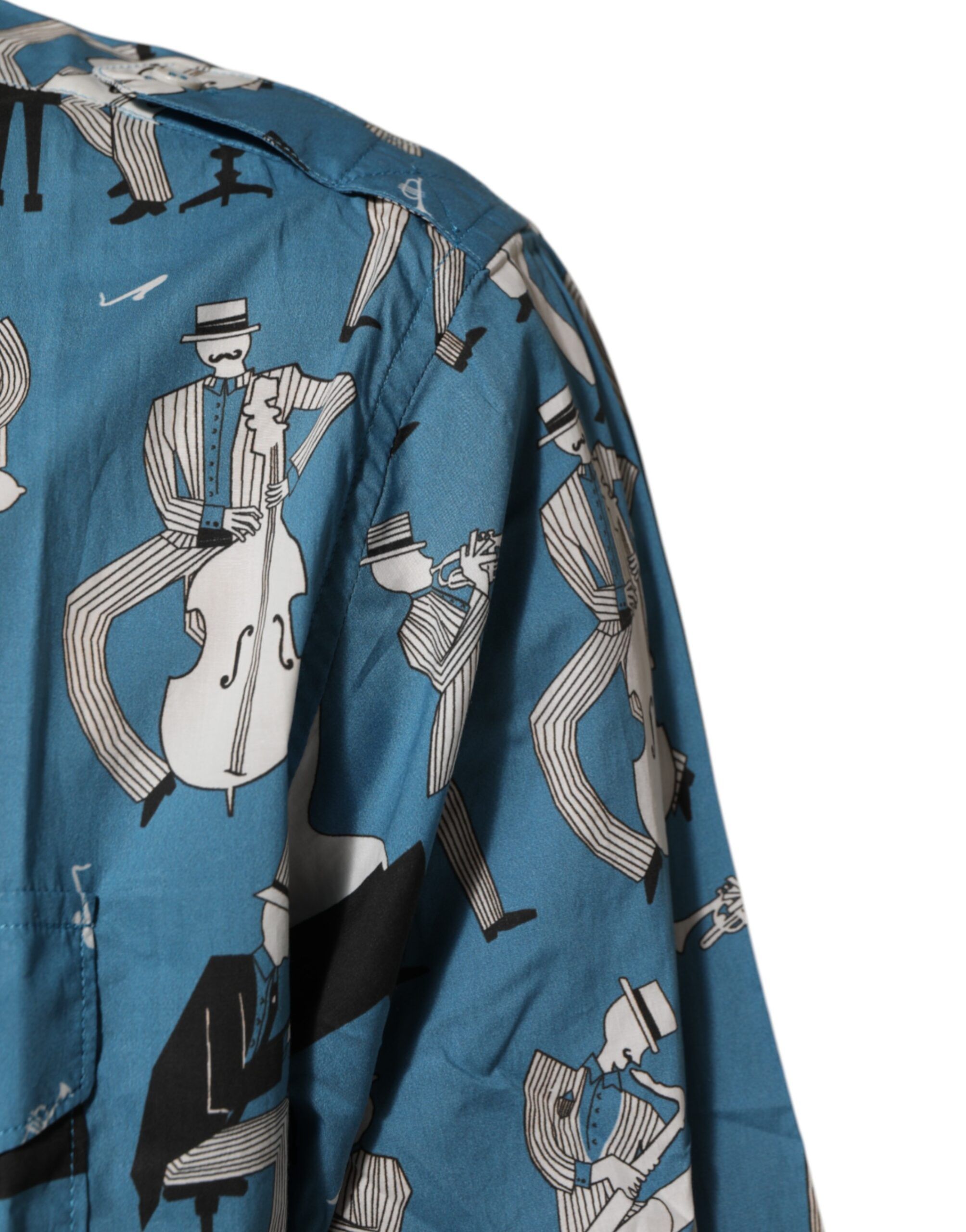 Jazz Printed Cotton Button Front Men's Shirt - Dolce & Gabbana - Modalova