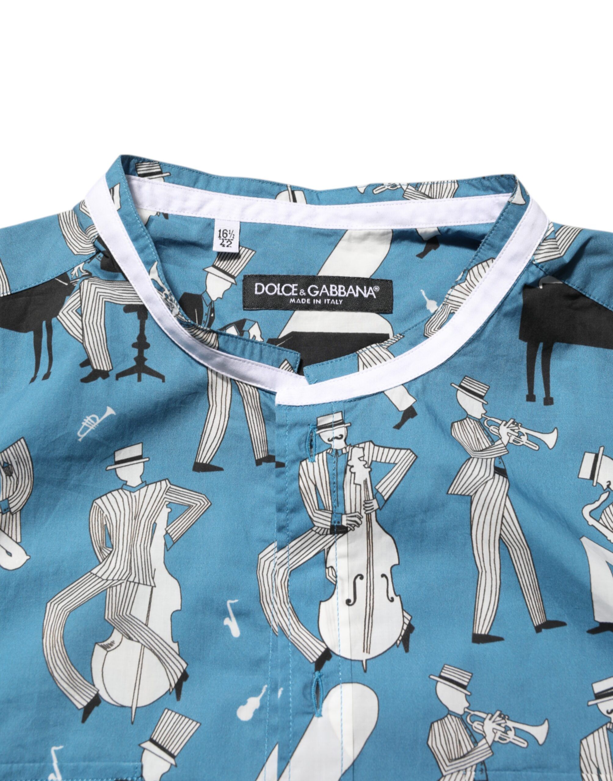 Jazz Printed Cotton Button Front Men's Shirt - Dolce & Gabbana - Modalova