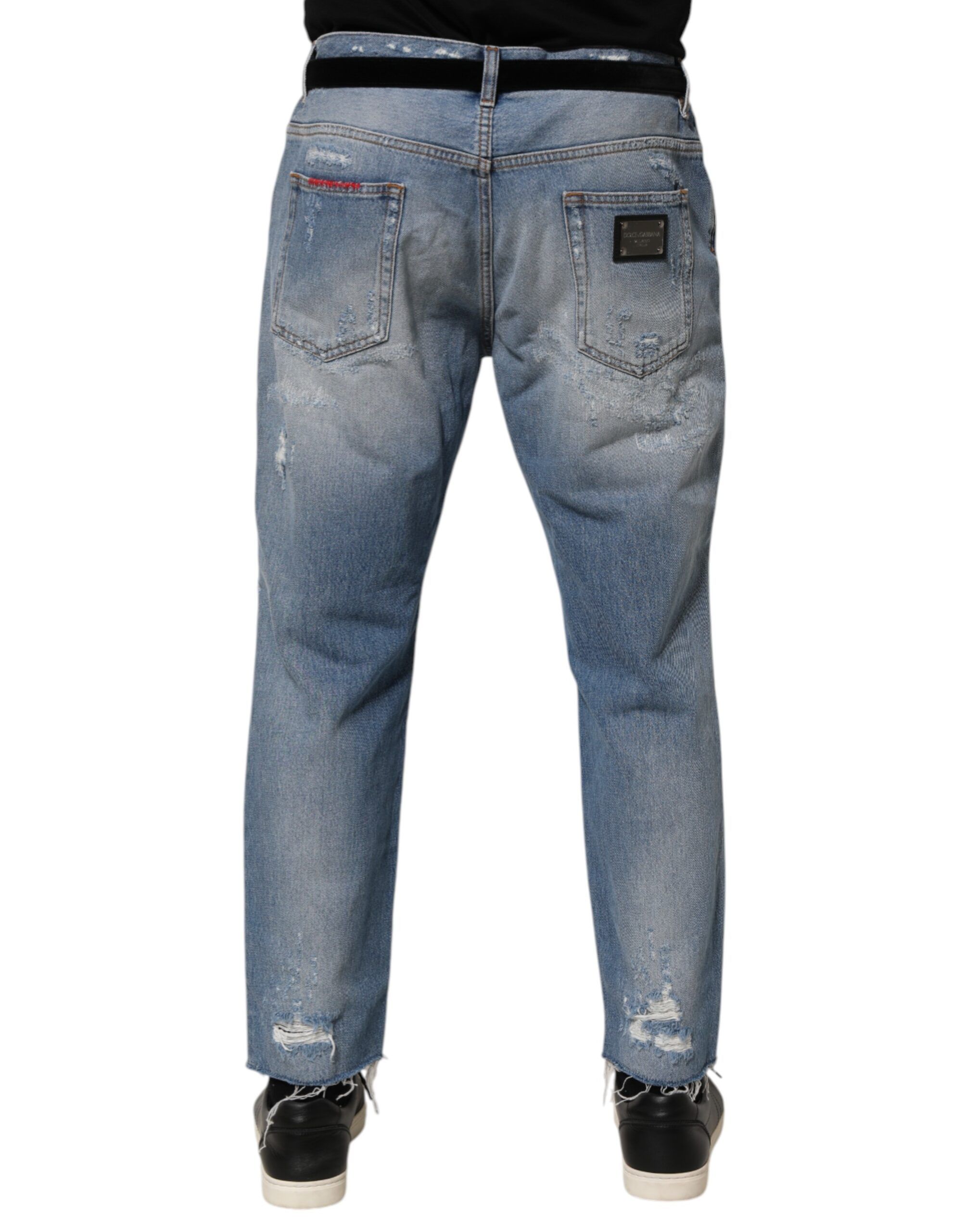Distressed Ripped Denim Trouser Men's Jeans - Dolce & Gabbana - Modalova
