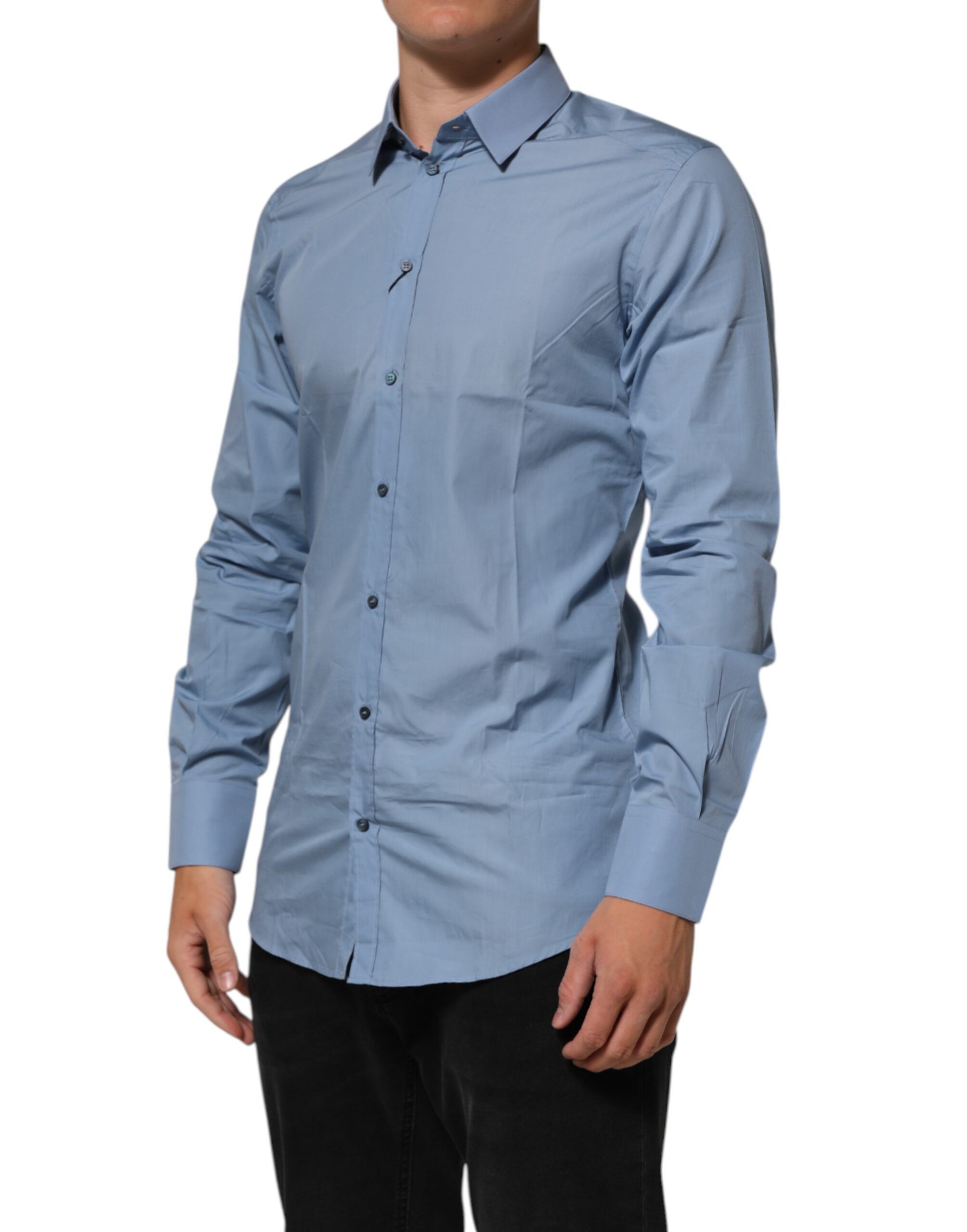 Blue Cotton Collared GOLD Formal Dress Men's Shirt (Pre-Owned) - Dolce & Gabbana - Modalova