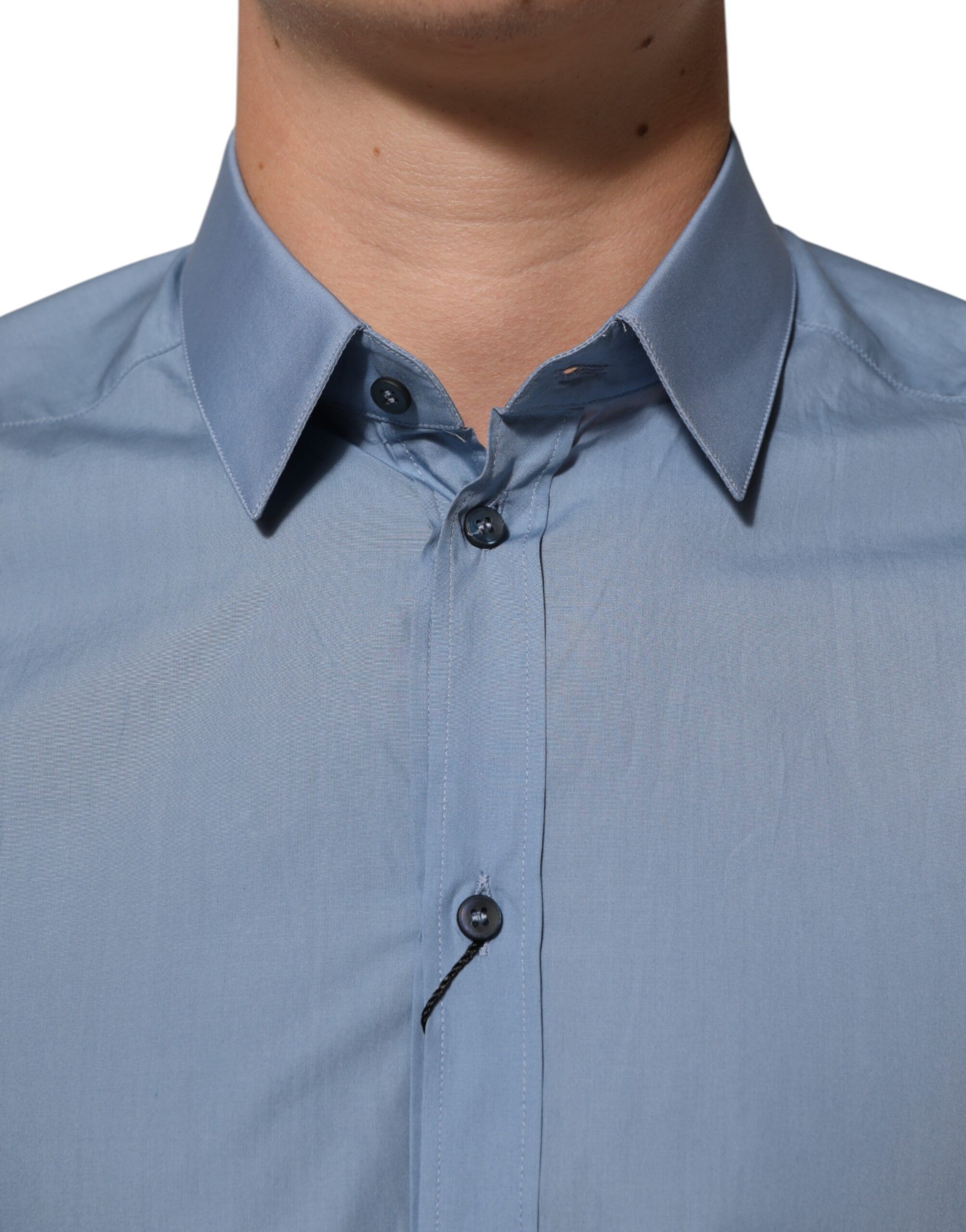 Blue Cotton Collared GOLD Formal Dress Men's Shirt (Pre-Owned) - Dolce & Gabbana - Modalova