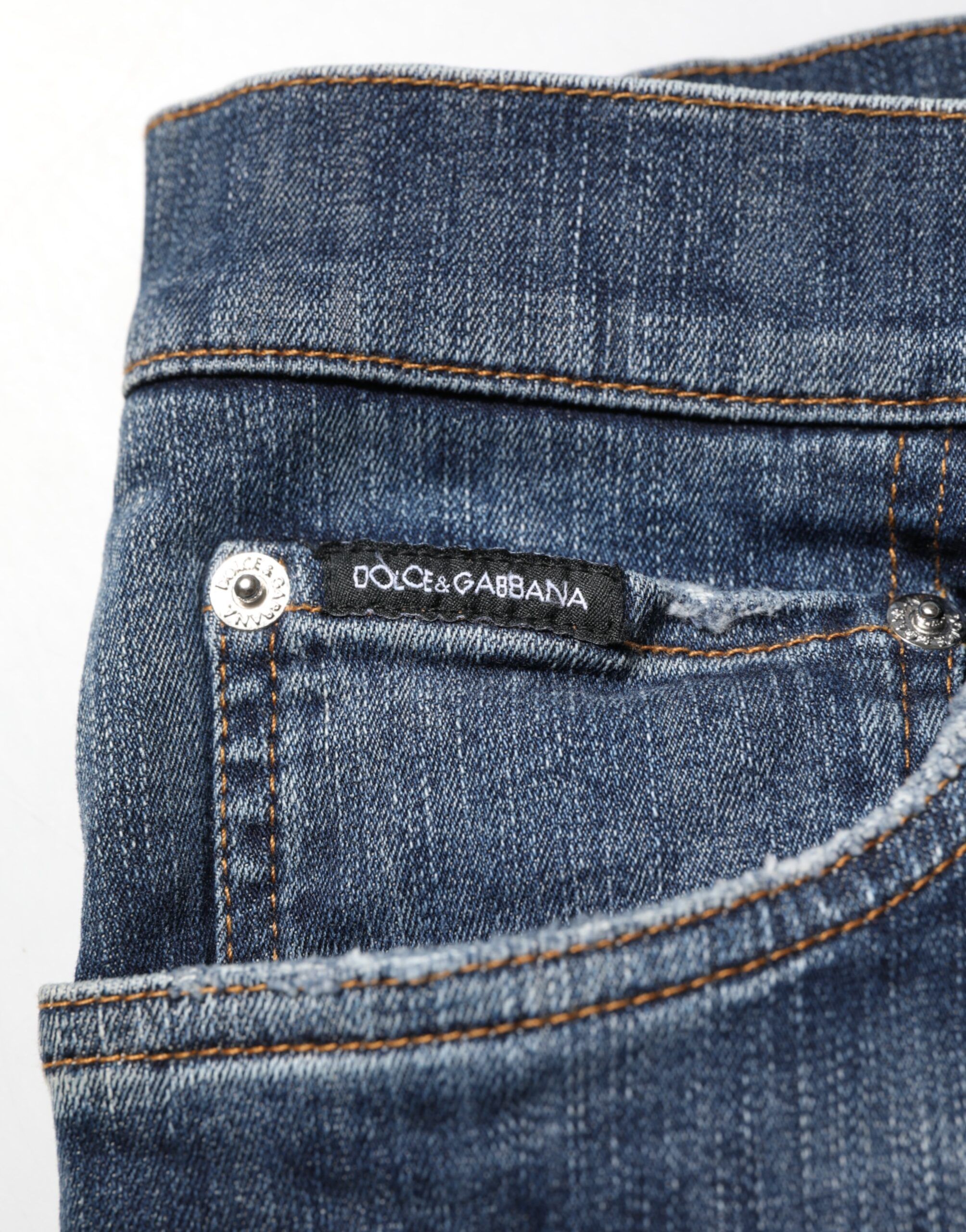 Dark Washed Running Ripped Denim Men's Jeans - Dolce & Gabbana - Modalova