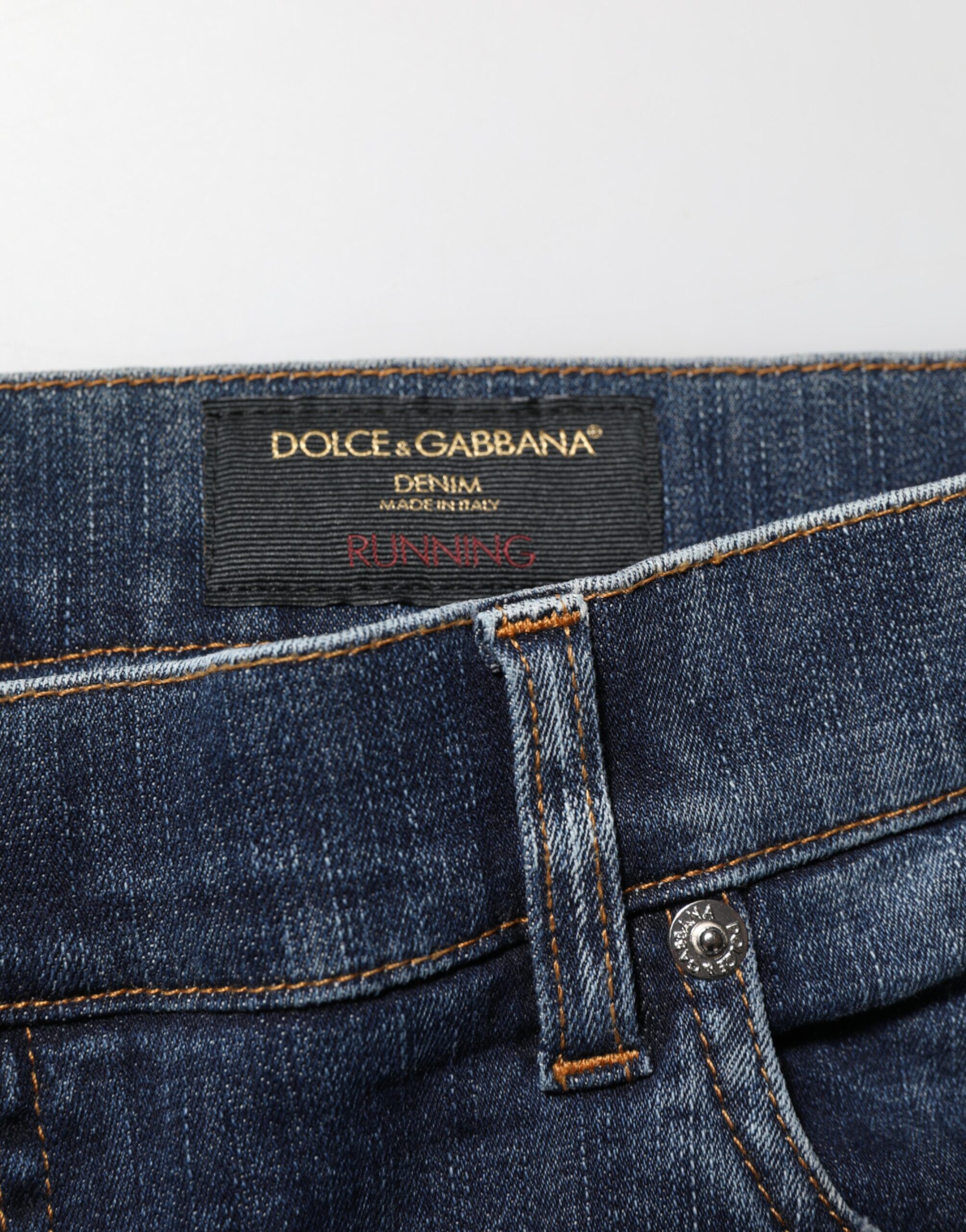 Dark Washed Running Ripped Denim Men's Jeans - Dolce & Gabbana - Modalova