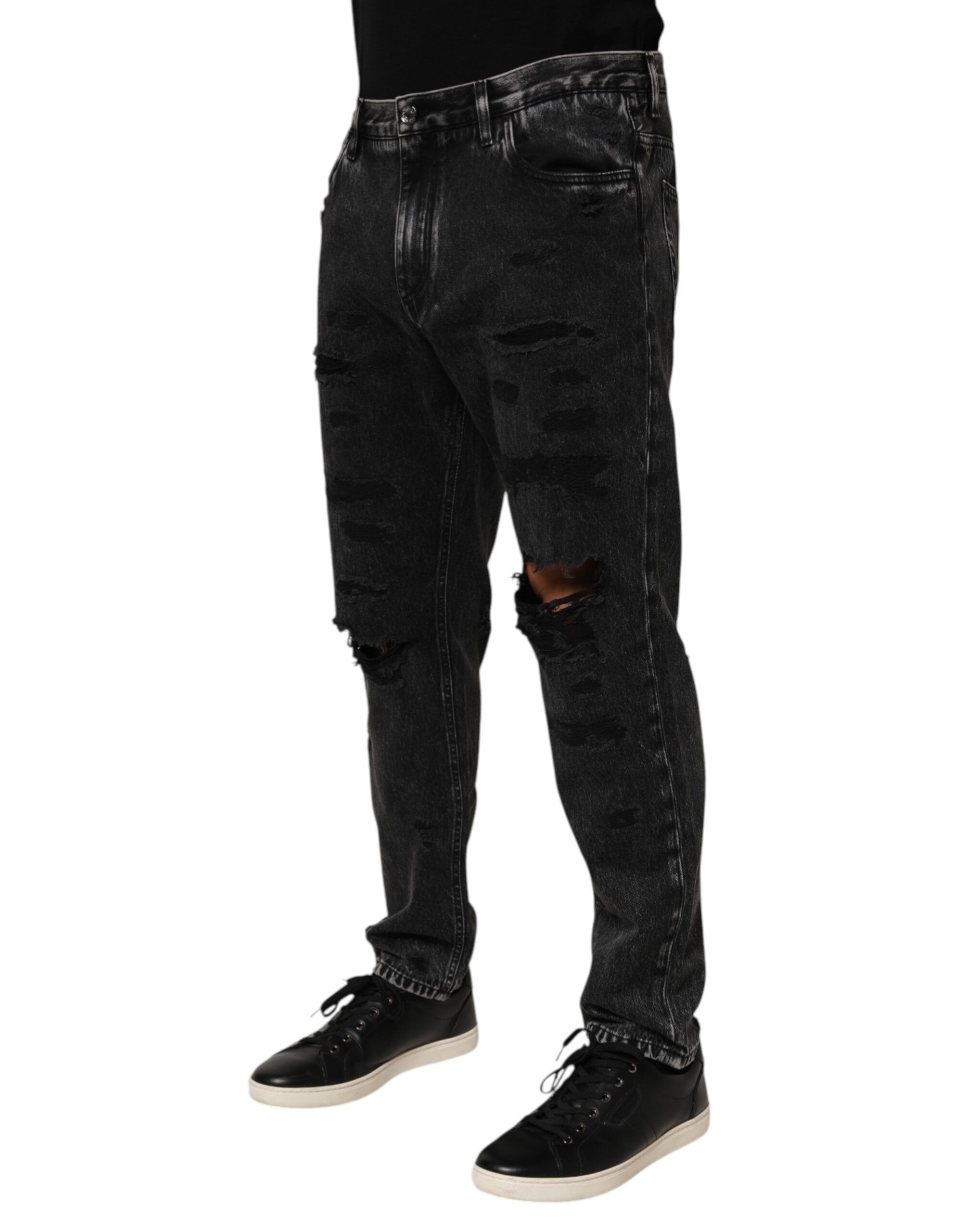 Washed Ripped Loose Cotton Denim Men's Jeans - Dolce & Gabbana - Modalova
