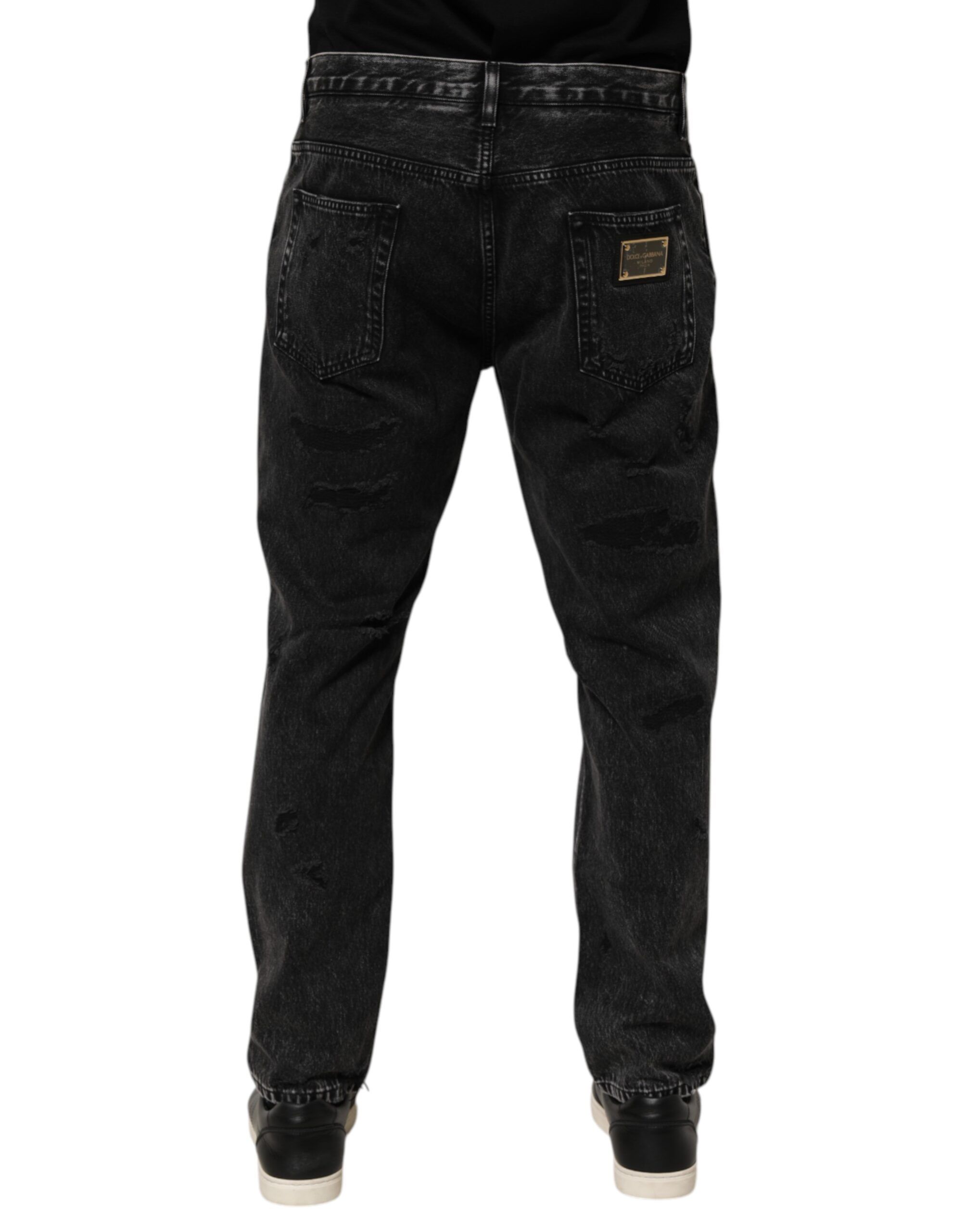 Washed Ripped Loose Cotton Denim Men's Jeans - Dolce & Gabbana - Modalova