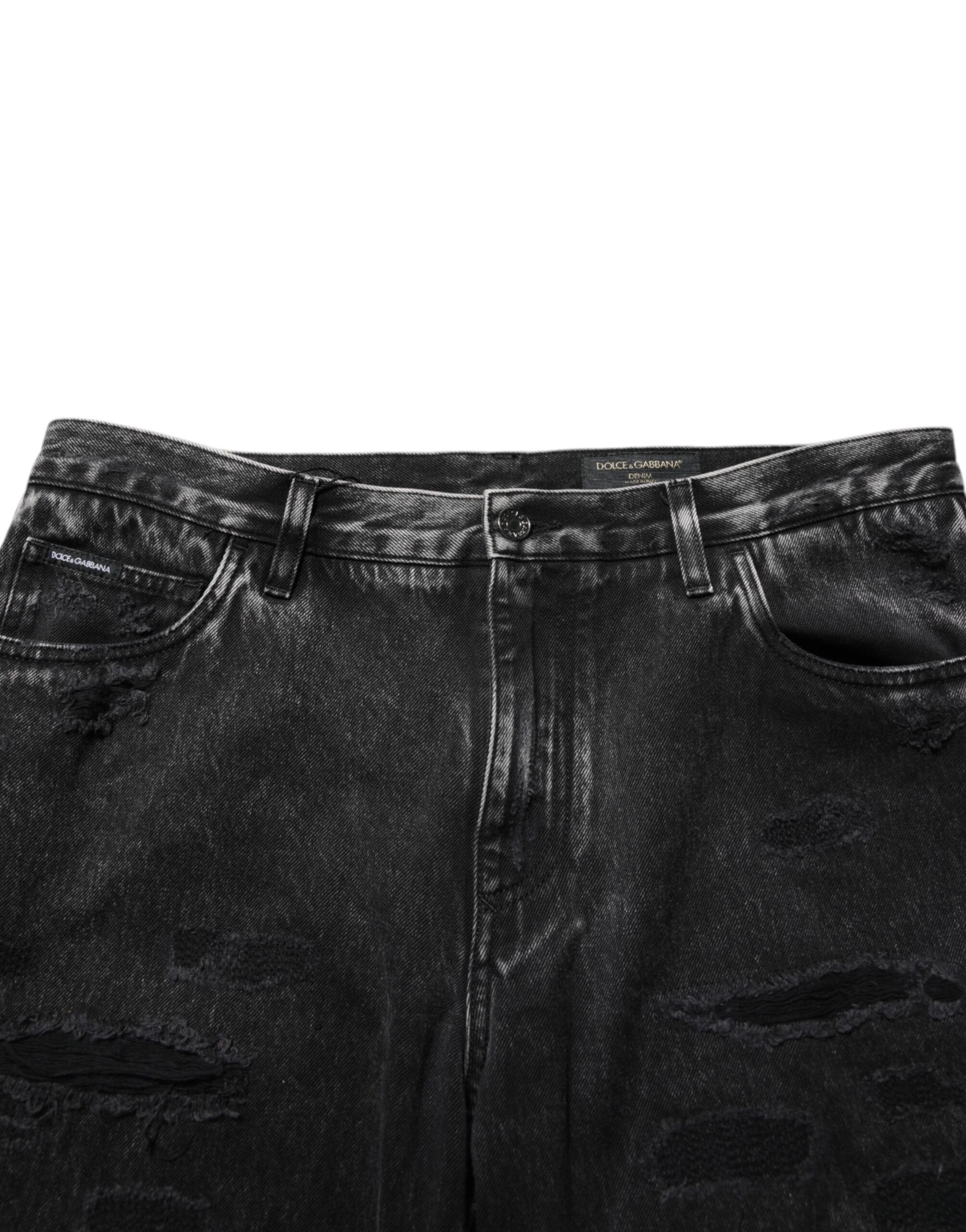 Washed Ripped Loose Cotton Denim Men's Jeans - Dolce & Gabbana - Modalova