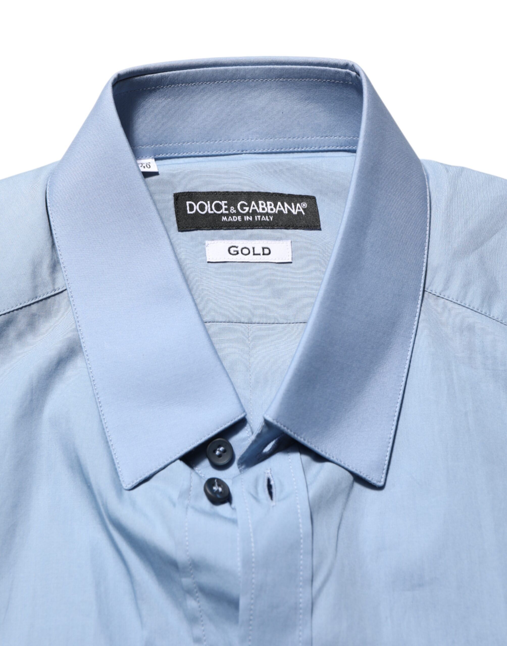 Blue Cotton Collared GOLD Formal Dress Men's Shirt (Pre-Owned) - Dolce & Gabbana - Modalova