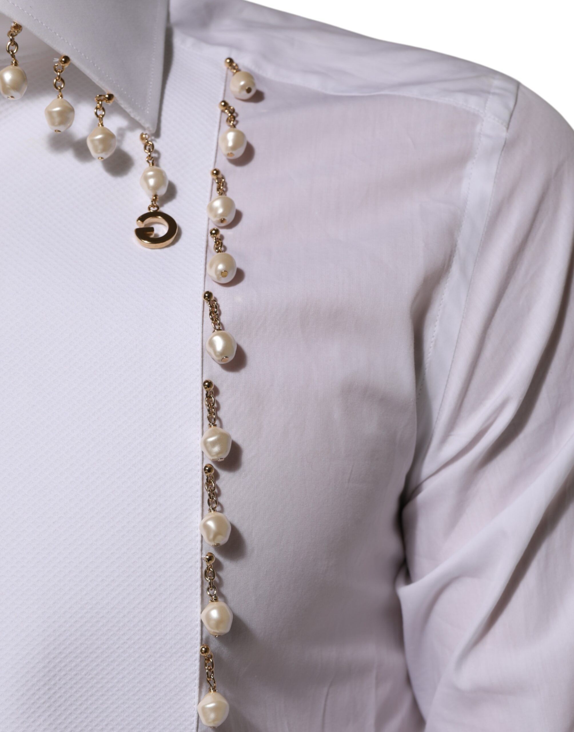 Cotton DG Logo Pearl GOLD Formal Men's Shirt - Dolce & Gabbana - Modalova